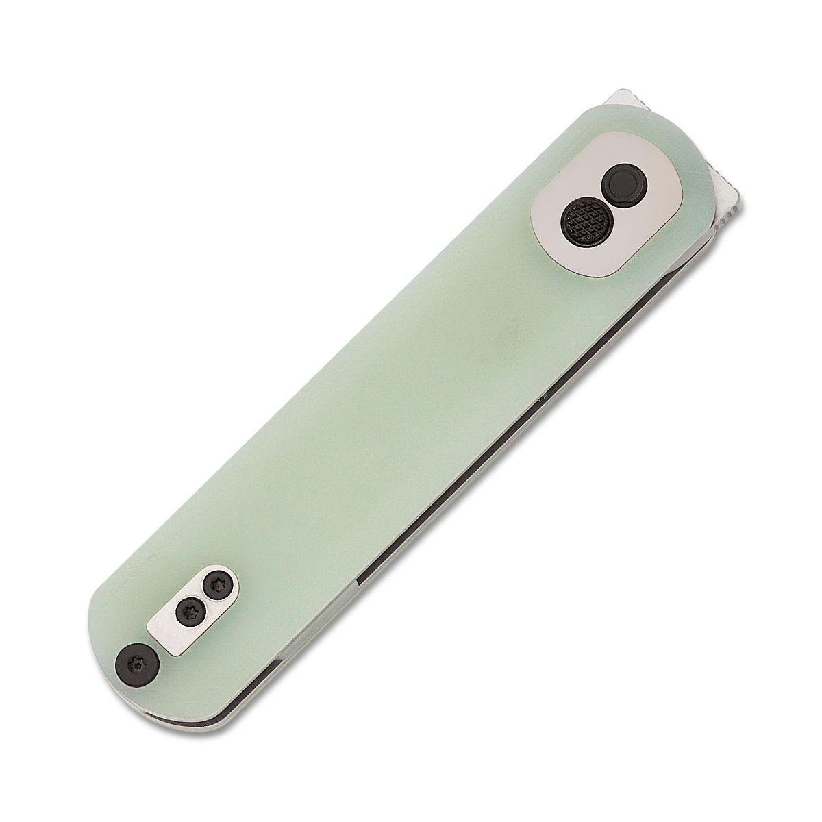 Vosteed Corgi Button Lock Folding Knife Satin Drop Point/Jade G-10 CG3S02 View 3