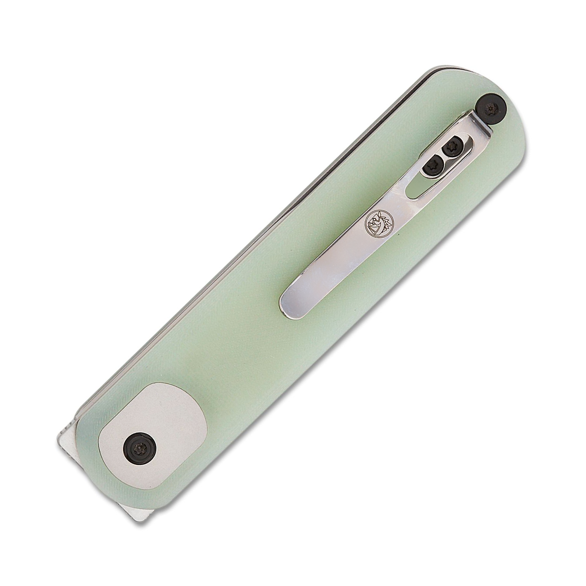 Vosteed Corgi Button Lock Folding Knife Satin Drop Point/Jade G-10 CG3S02 View 4
