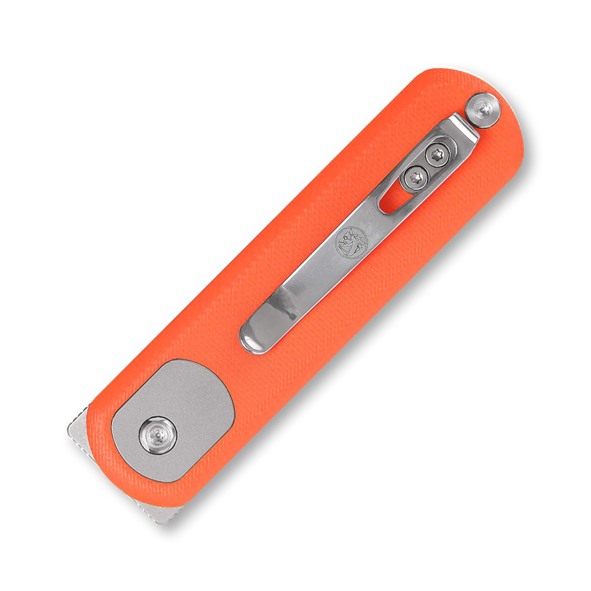 Vosteed Corgi Pup Button Lock Folding Knife Satin Drop Point/Orange G-10 A0719 View 3