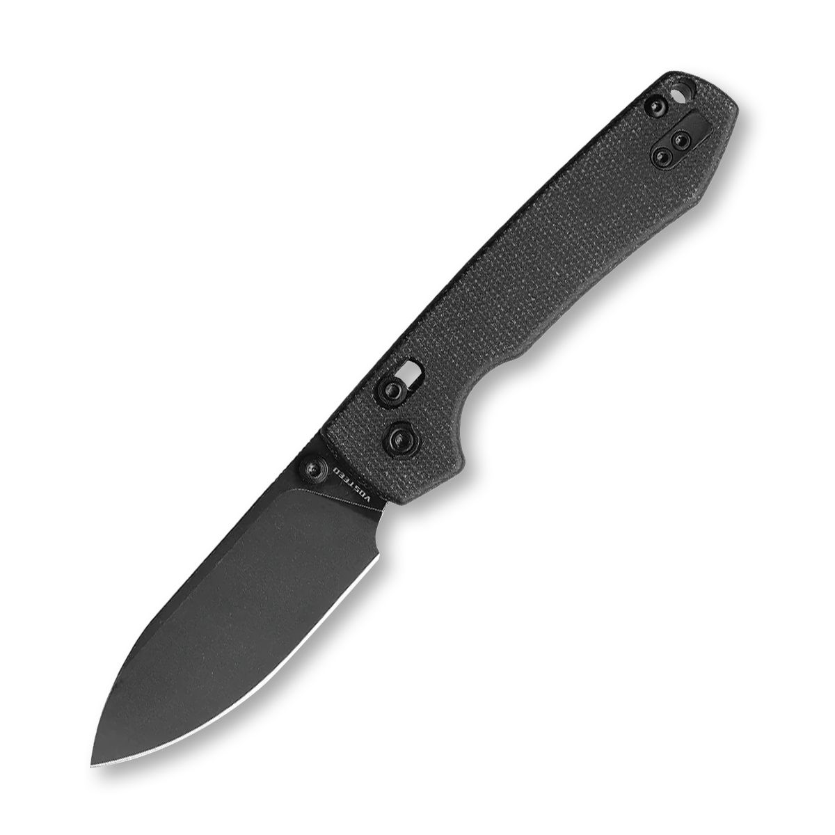 Vosteed Racoon Crossbar Lock Folding Knife Black 14C28N Black Micarta RCCB32VPMH View 1
