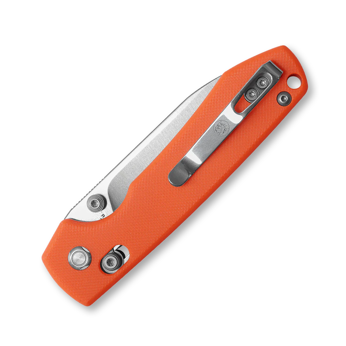 Vosteed Racoon Crossbar Lock Folding Knife Satin 14C28N Orange G-10 RCCB32VTGO View 3
