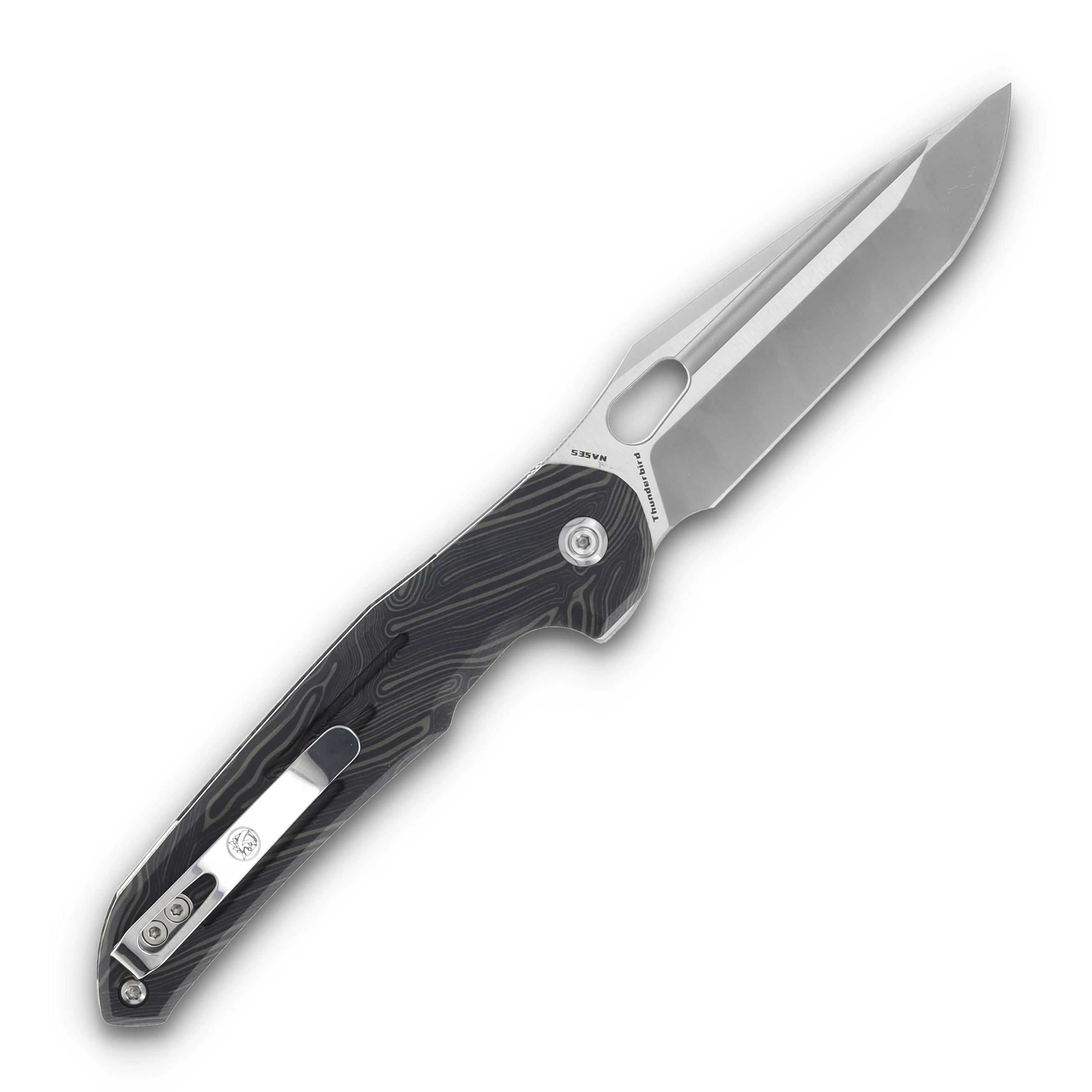 Vosteed Thunderbird 3.48in S35VN Satin Green G10 Tanto Harpoon Trek Lock Knife TB3SG3 View 2