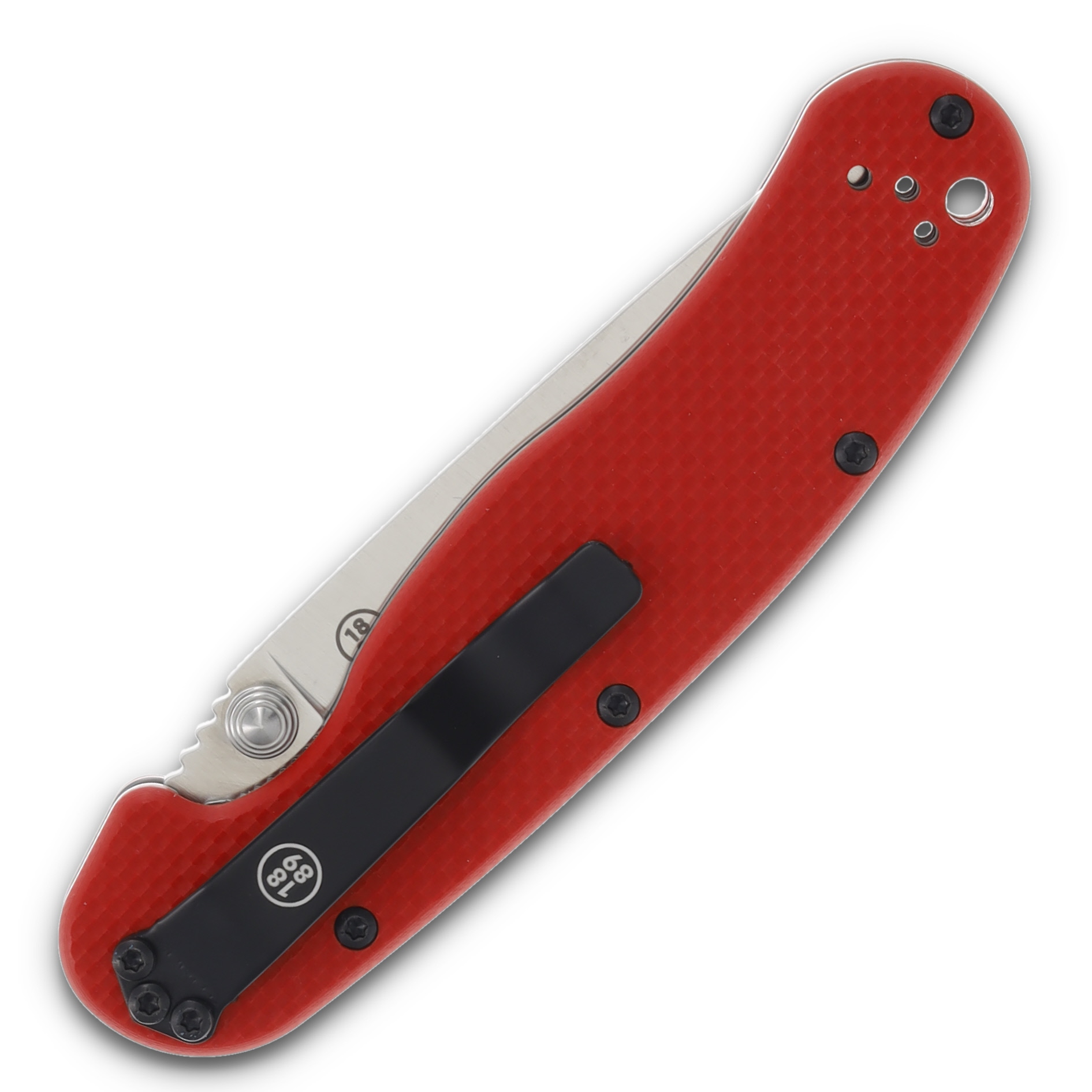 Ontario Rat II Red G-10 Handle Satin Folding Knife ON8064 View 4