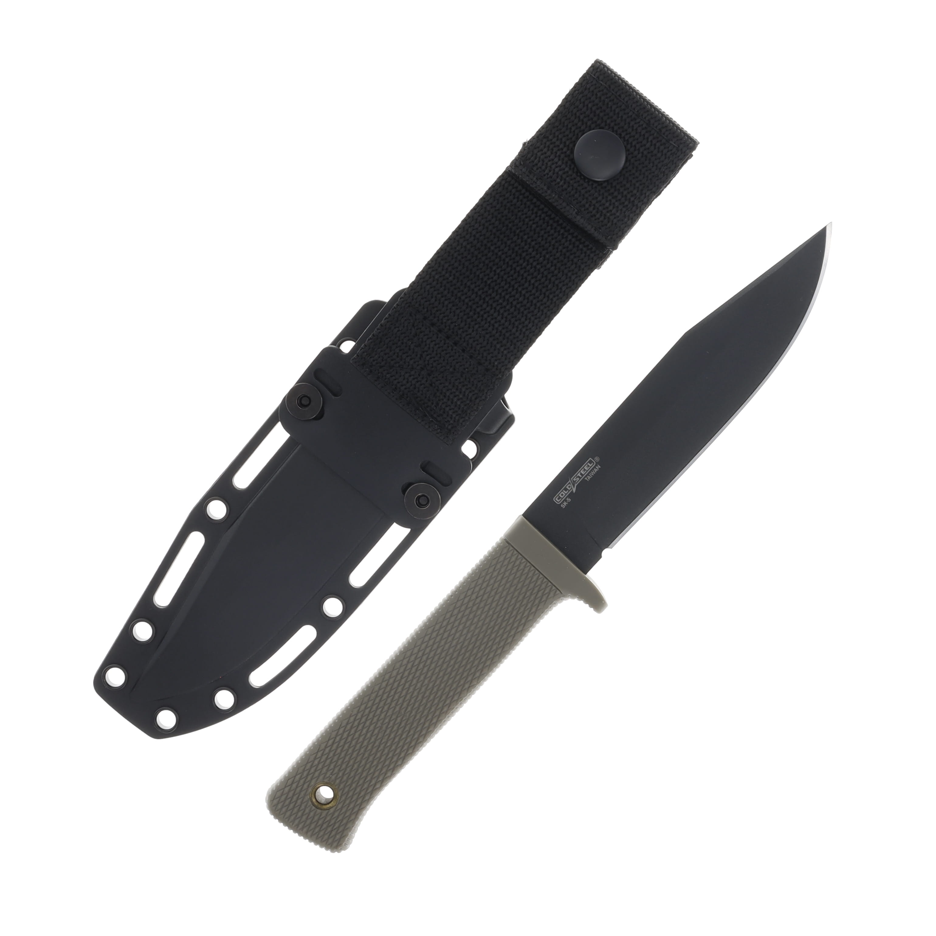 Cold Steel SRK Compact Black Tuff-Ex Coated SK5 Carbon Steel Clip Point Fixed Blade Dark Earth Kray-Ex Handle CS49LCKDDEBK View 2
