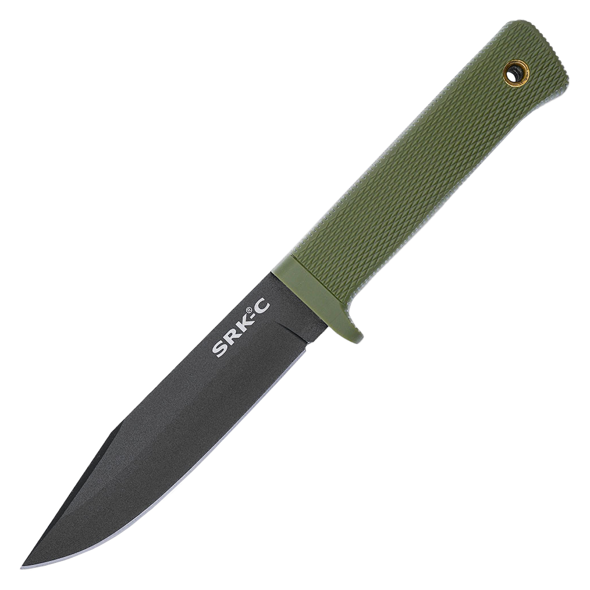 Cold Steel SRK Compact Black Tuff-Ex Coated SK5 Carbon Steel Clip Point OD Green Kray-Ex Handle CS49LCKDODBK View 1