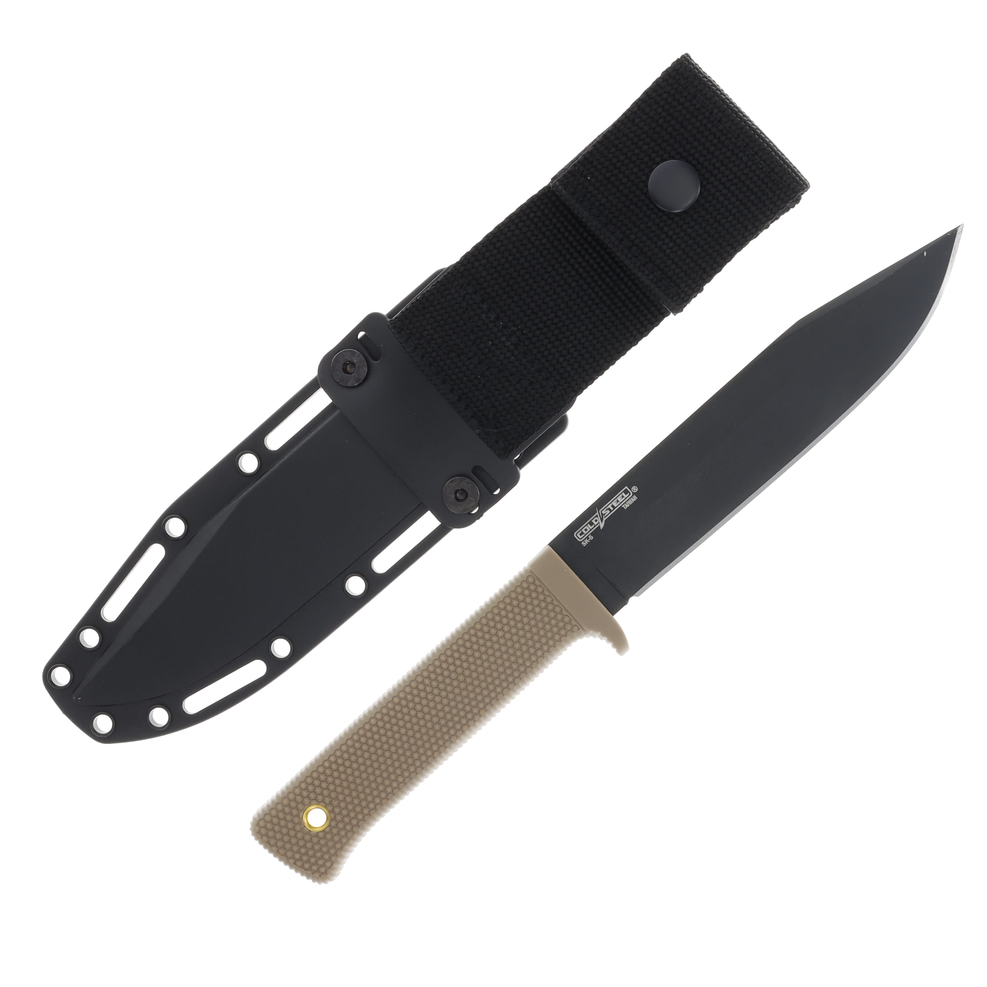Cold Steel SRK Black Tuff-Ex Coated SK5 Carbon Steel Clip Point Desert Tan Kray-Ex Handle CS49LCKDTBK View 2
