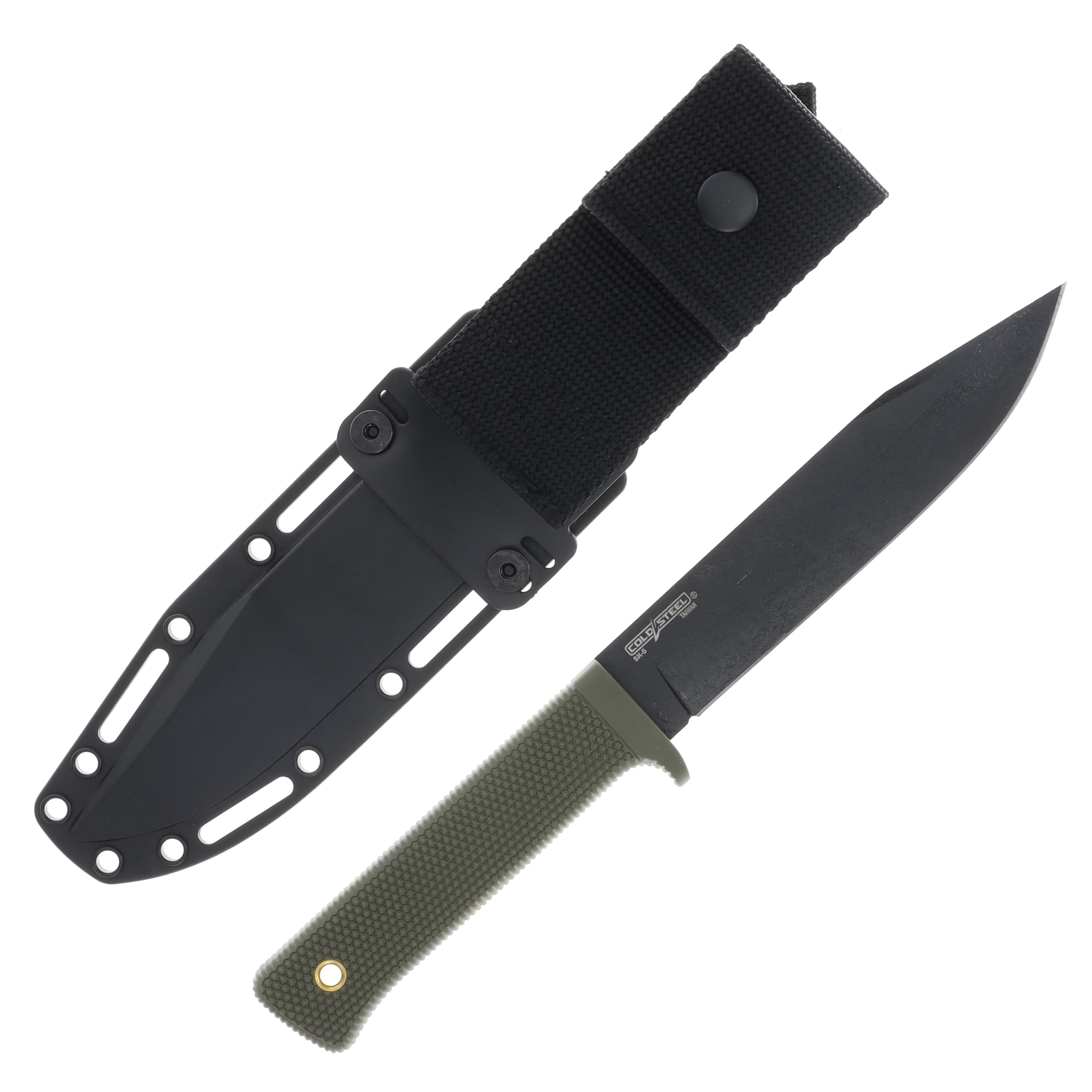 Cold Steel SRK Black Tuff-Ex Coated SK5 Carbon Steel Clip Point OD Green Kray-Ex Handle CS49LCKODBK View 2