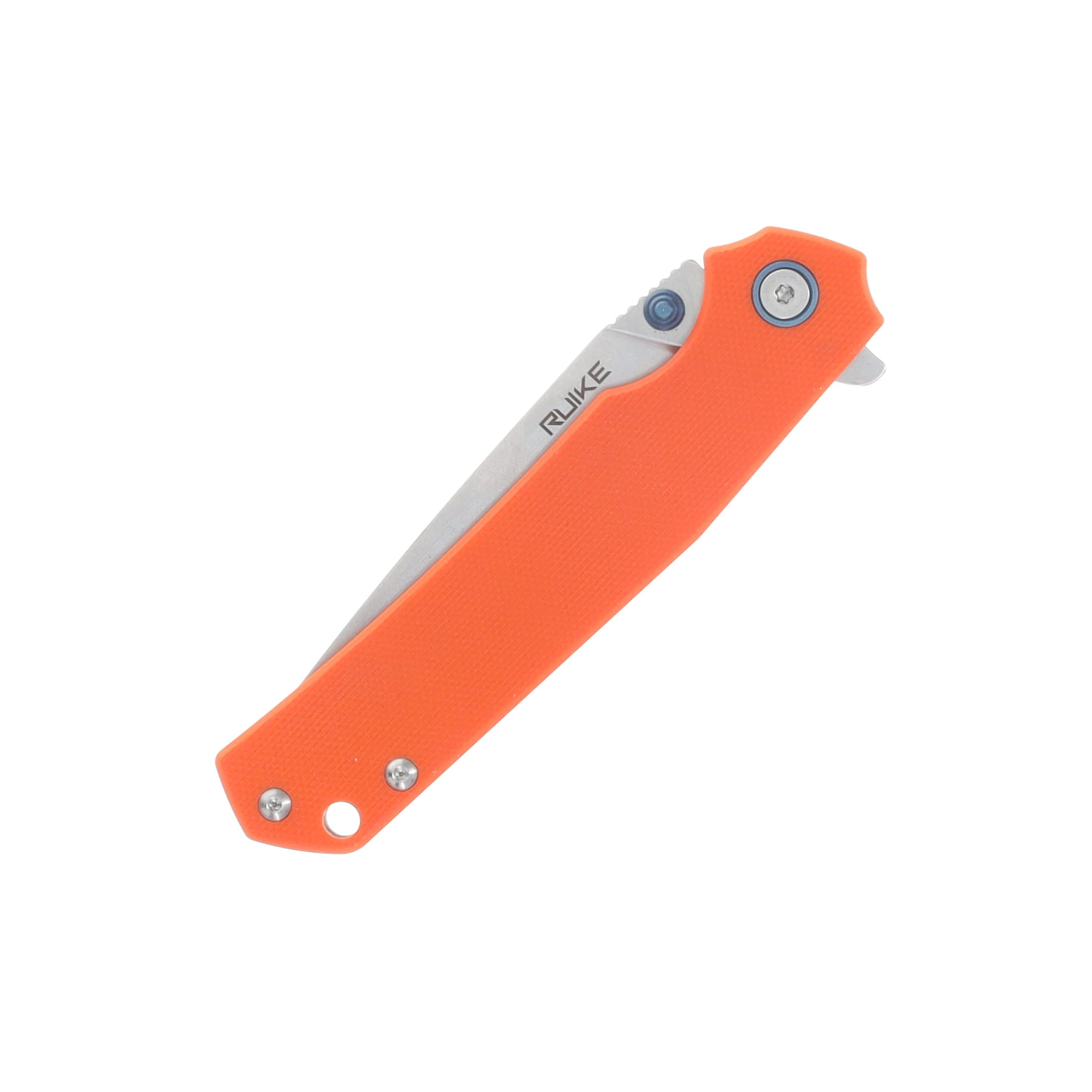 Ruike P801 Orange Folding Knife 3.39in Stonewash Drop Point Blade RUP801J View 5