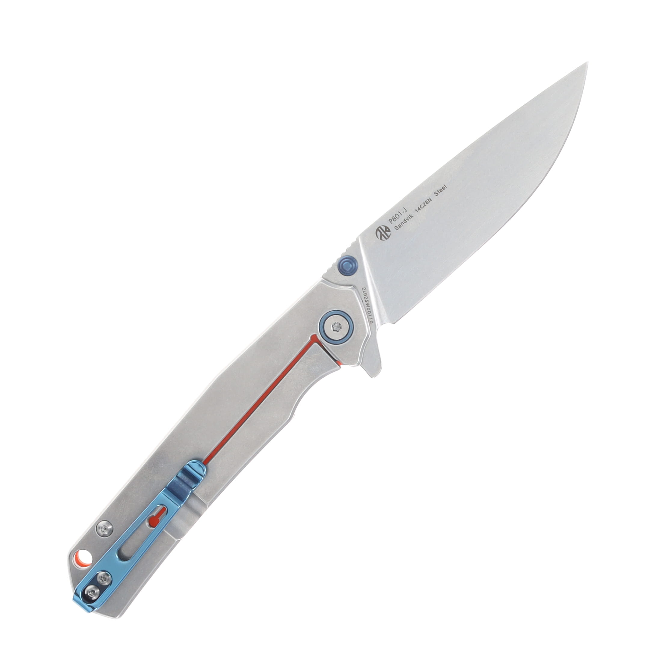 Ruike P801 Orange Folding Knife 3.39in Stonewash Drop Point Blade