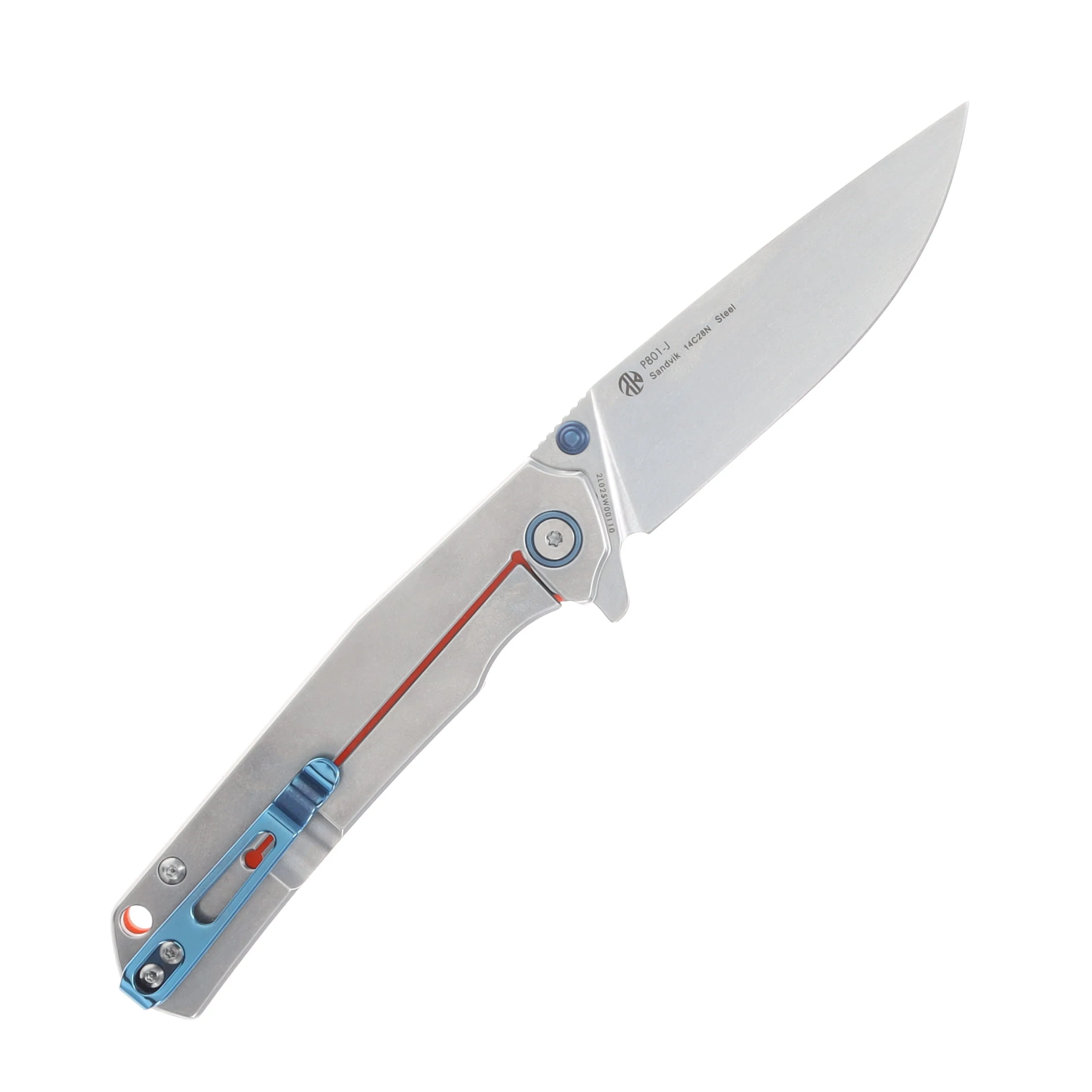 Ruike P801 Orange Folding Knife 3.39in Stonewash Drop Point Blade RUP801J View 2