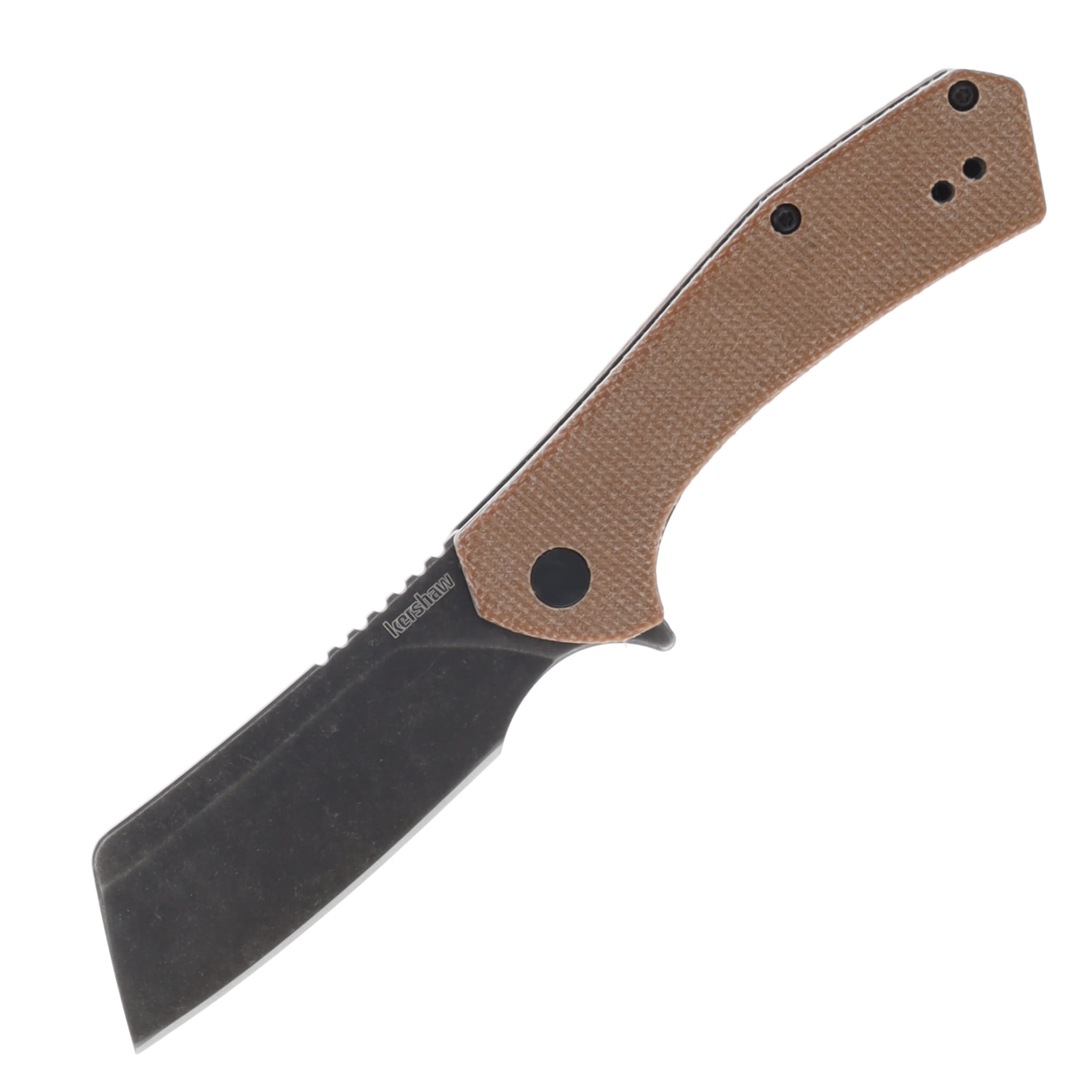 Kershaw Static Brown Canvas Micarta Handle Blackwash D2 Blade KS3445MCBBW View 1