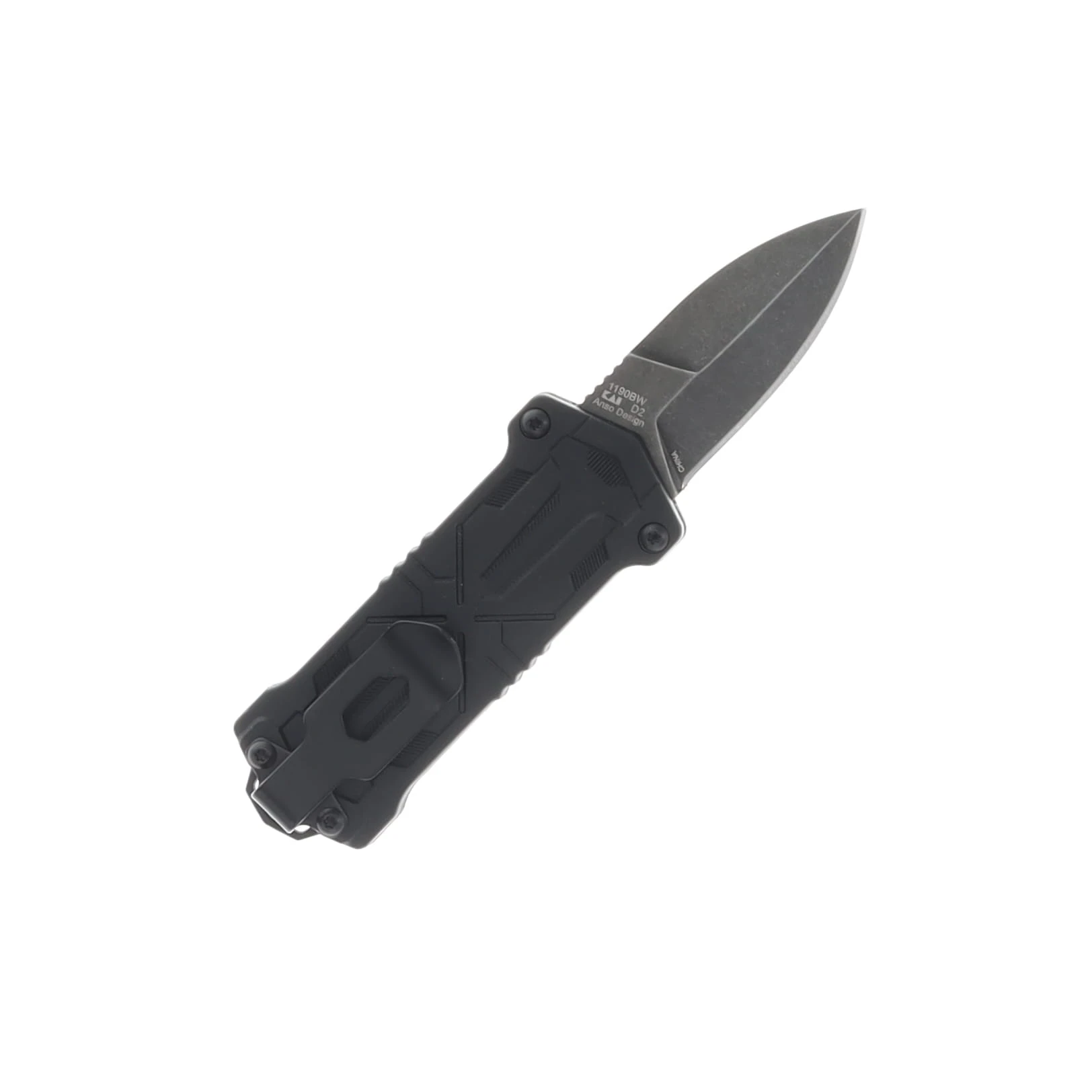 Kershaw Kapsule Blackwash 8Cr13MoV Spear Point Blade Black Glass Filled Nylon Handle KS1190BW View 2