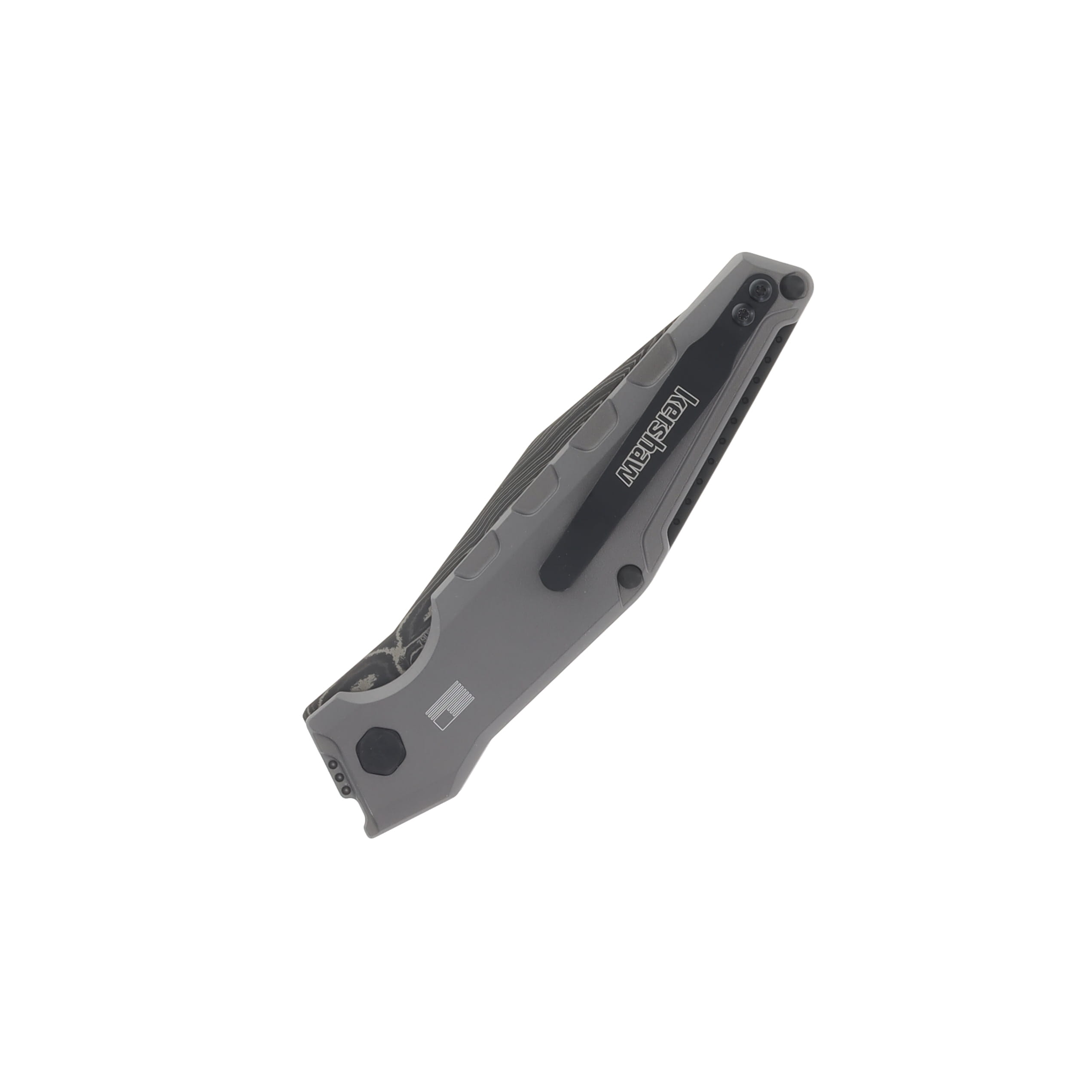 Kershaw Galyean Auto Launch 7 Gray Anodized Aluminum Handle Damascus Blade AUKS7900GRYDAM View 3