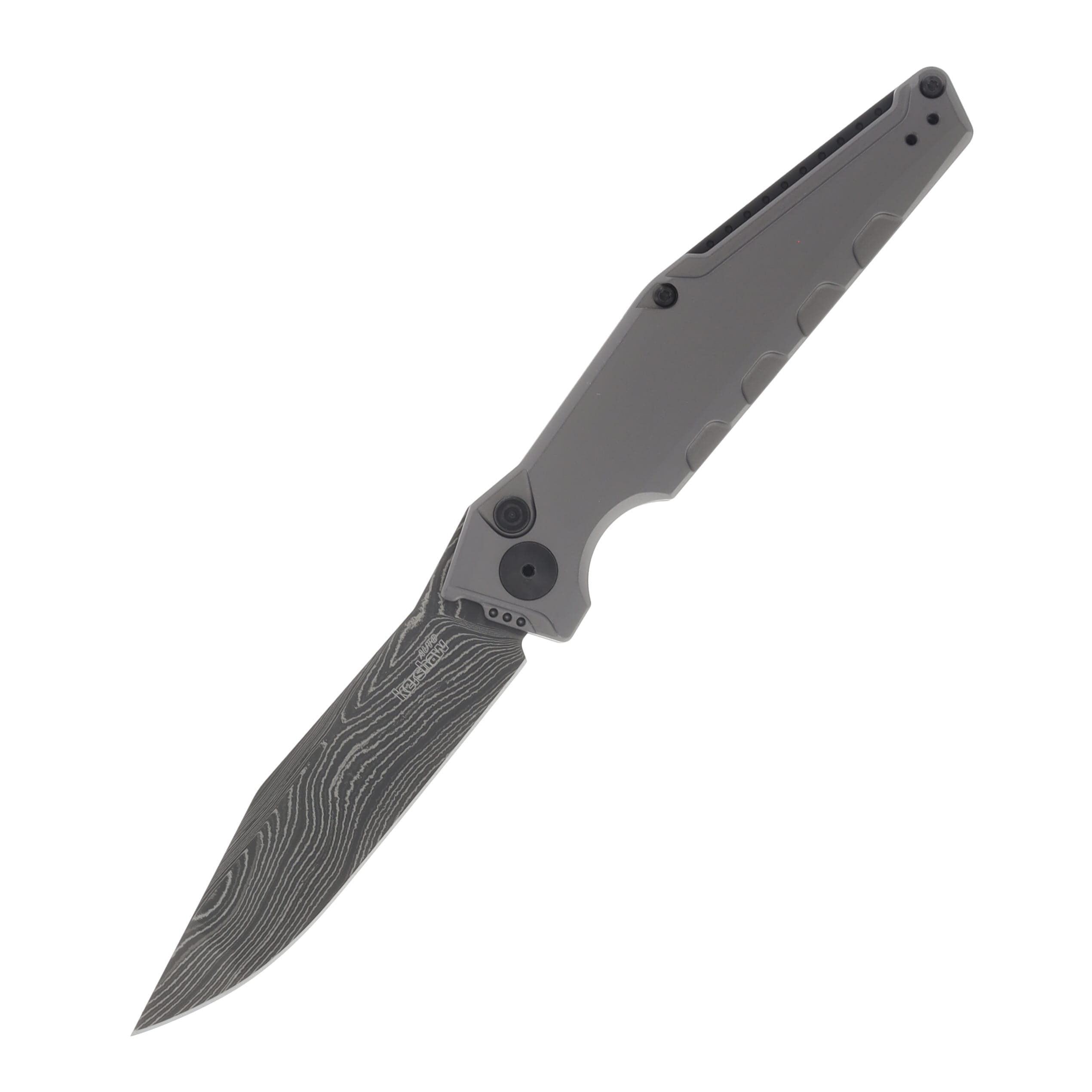 Kershaw Galyean Auto Launch 7 Gray Anodized Aluminum Handle Damascus Blade AUKS7900GRYDAM View 1