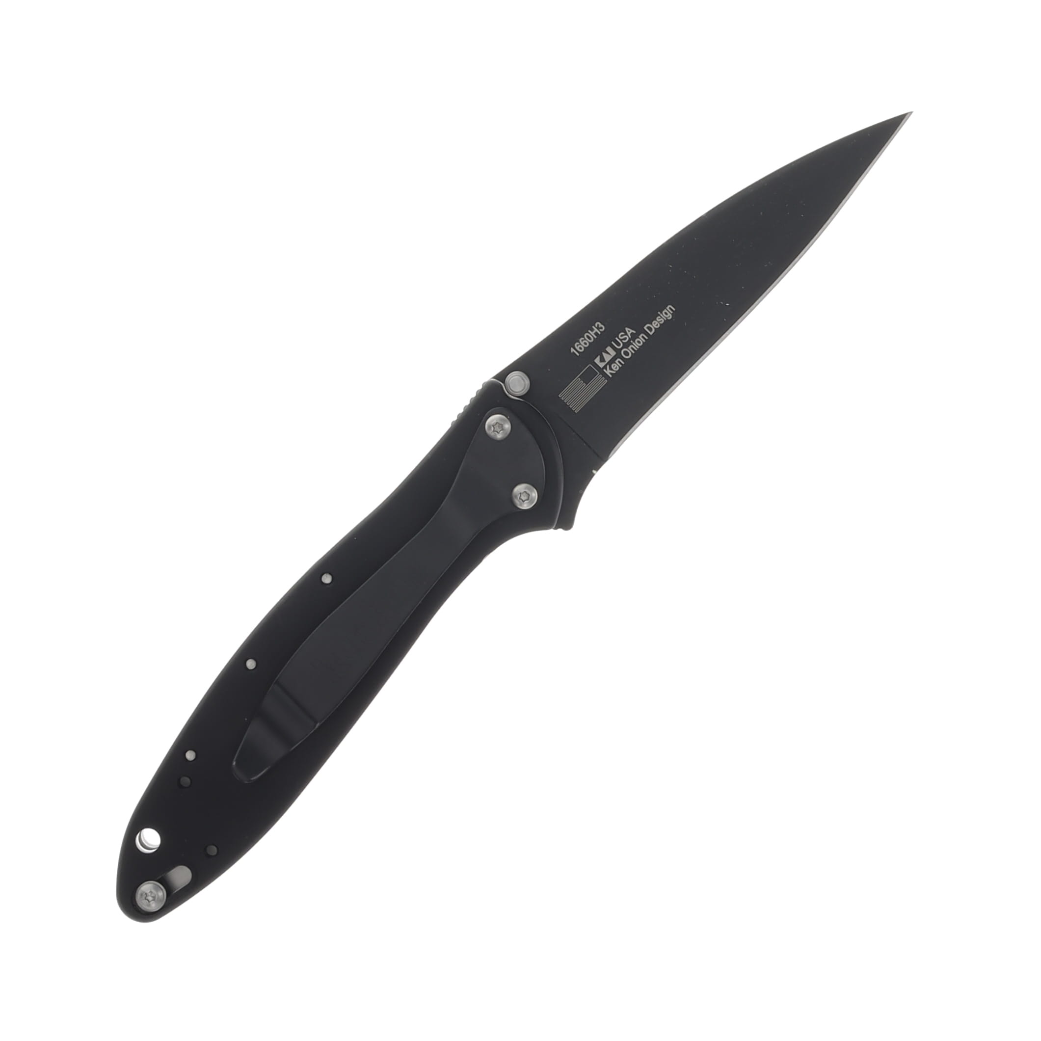 Kershaw Leek Folding Knife 3 Inch Plain Black Cerakote Drop Point KS1660H3 View 2