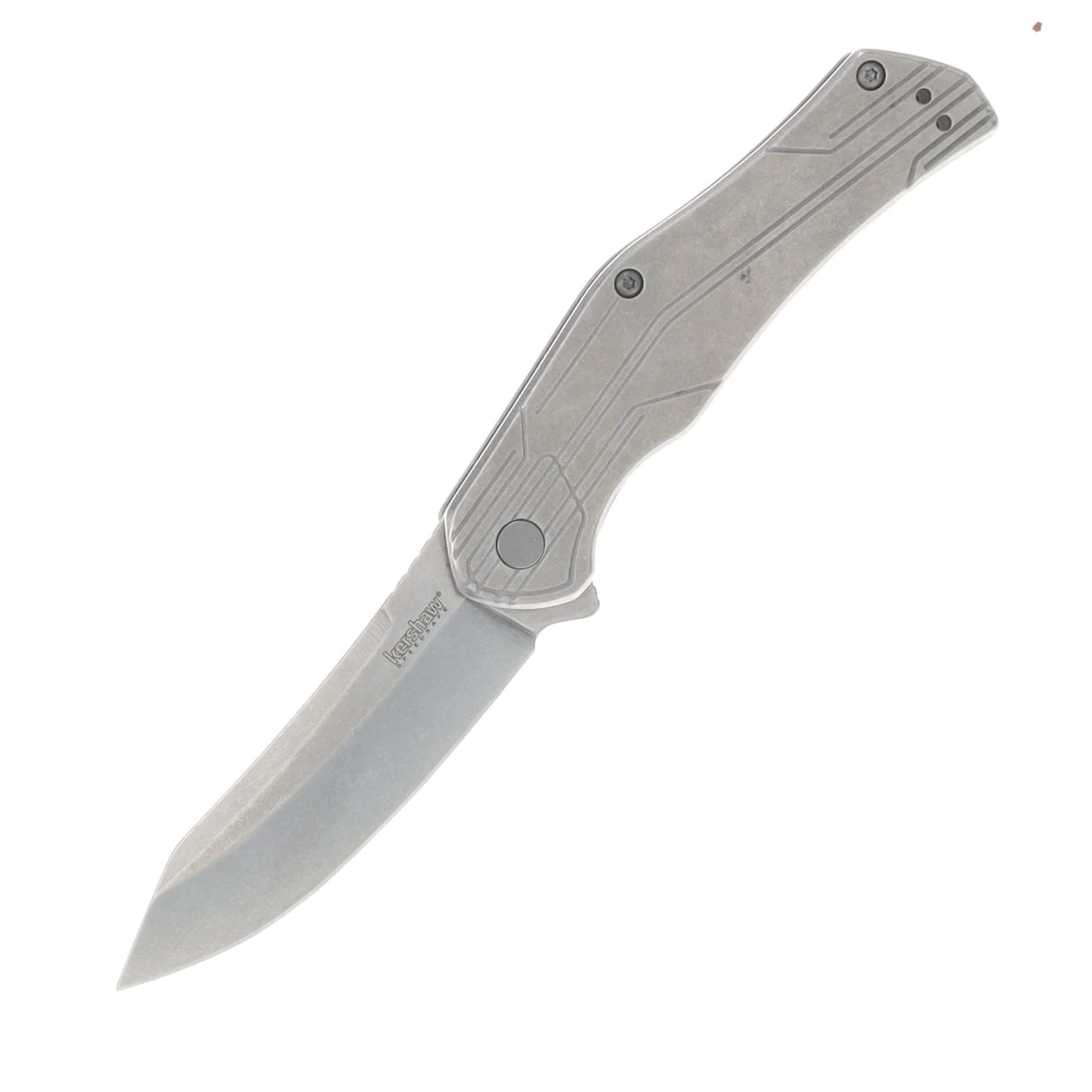Kershaw Husker Folding Knife Stonewash Plain 3 Inch Stonewash Upswept KS1380WM View 1