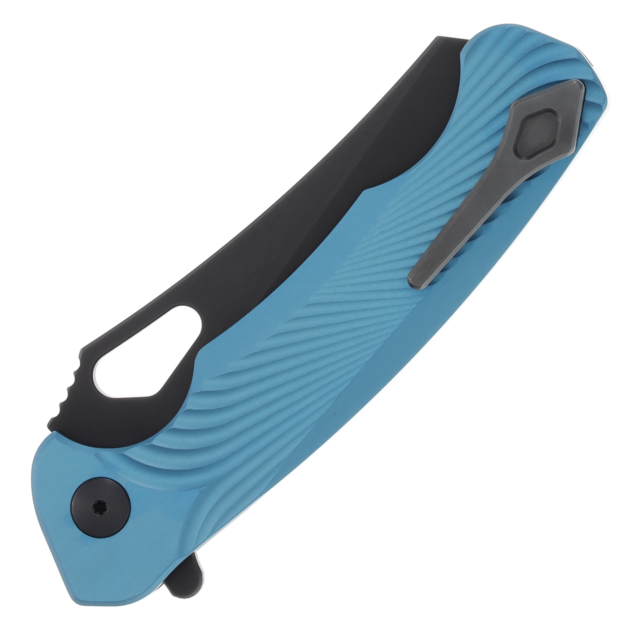 Dead Reckon Ridgeback Folding Knife 4.12in Black SbNi 3V Wharncleaver/Hard Ano Turquoise RB-2322-37-Turquoise View 4