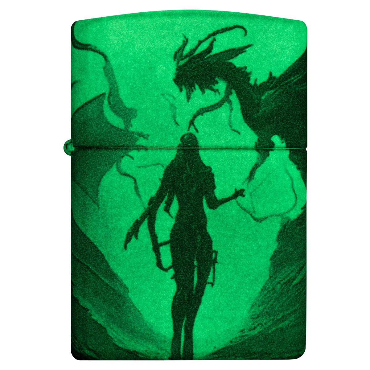 Zippo Lighter Dragon and Lady in Shadow Glow in the Dark Green ZP46130 View 3