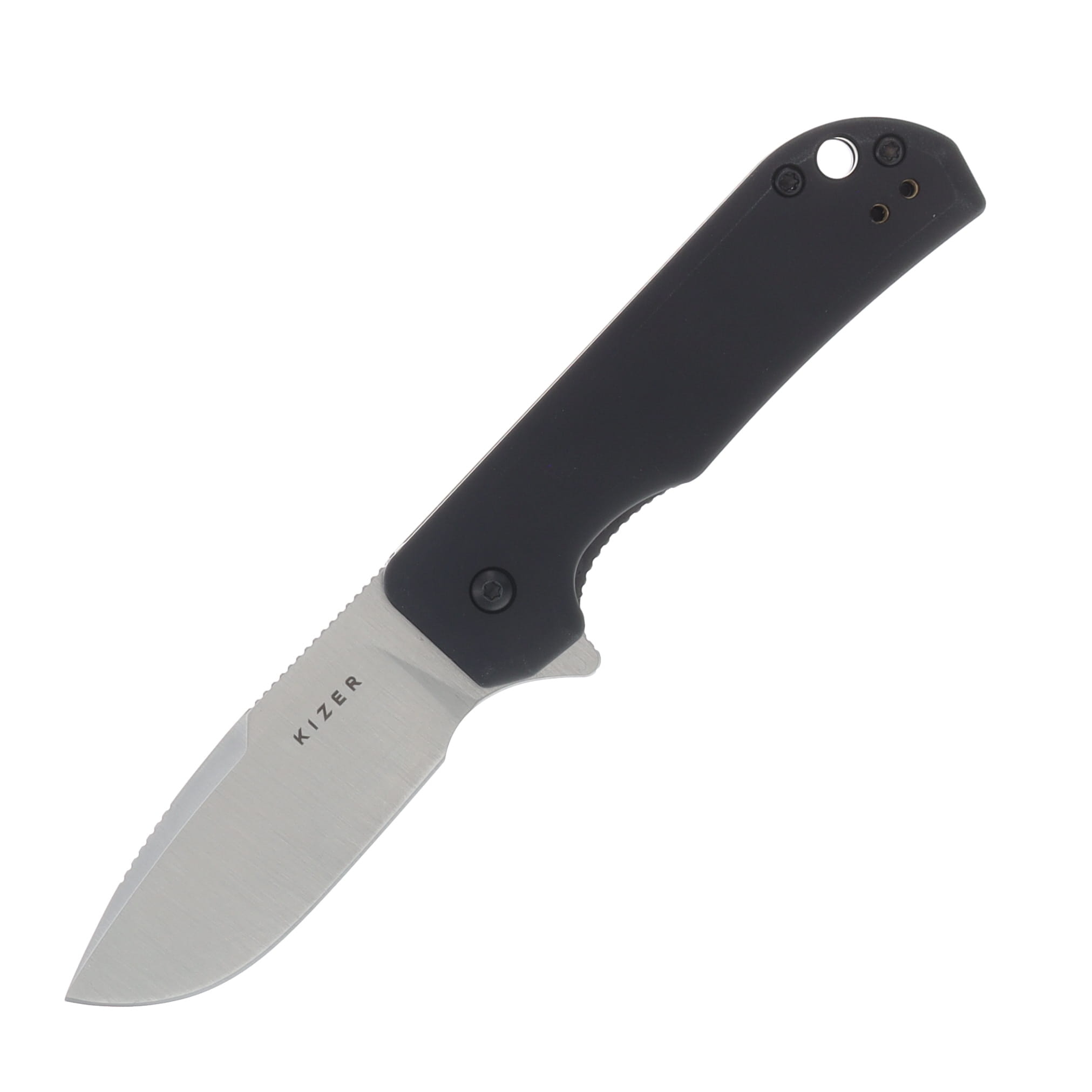 Kizer Nice Guy Black Folding Knife 2.39in Stonewashed Drop Point Blade V3011A2 View 1