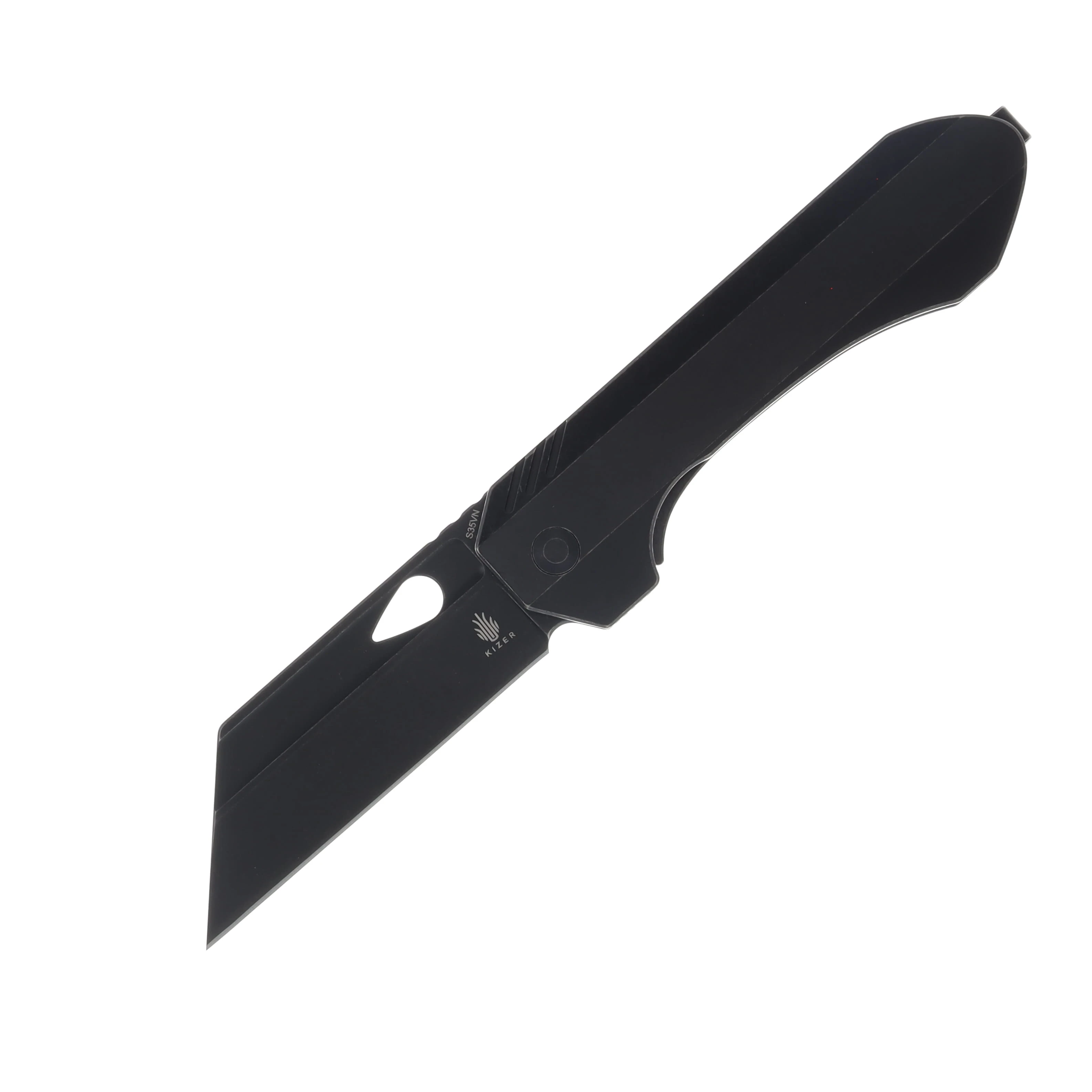 Kizer Huldra Folding Knife 3.19 Inch Plain Black Reverse Tanto KI3665A1 View 1
