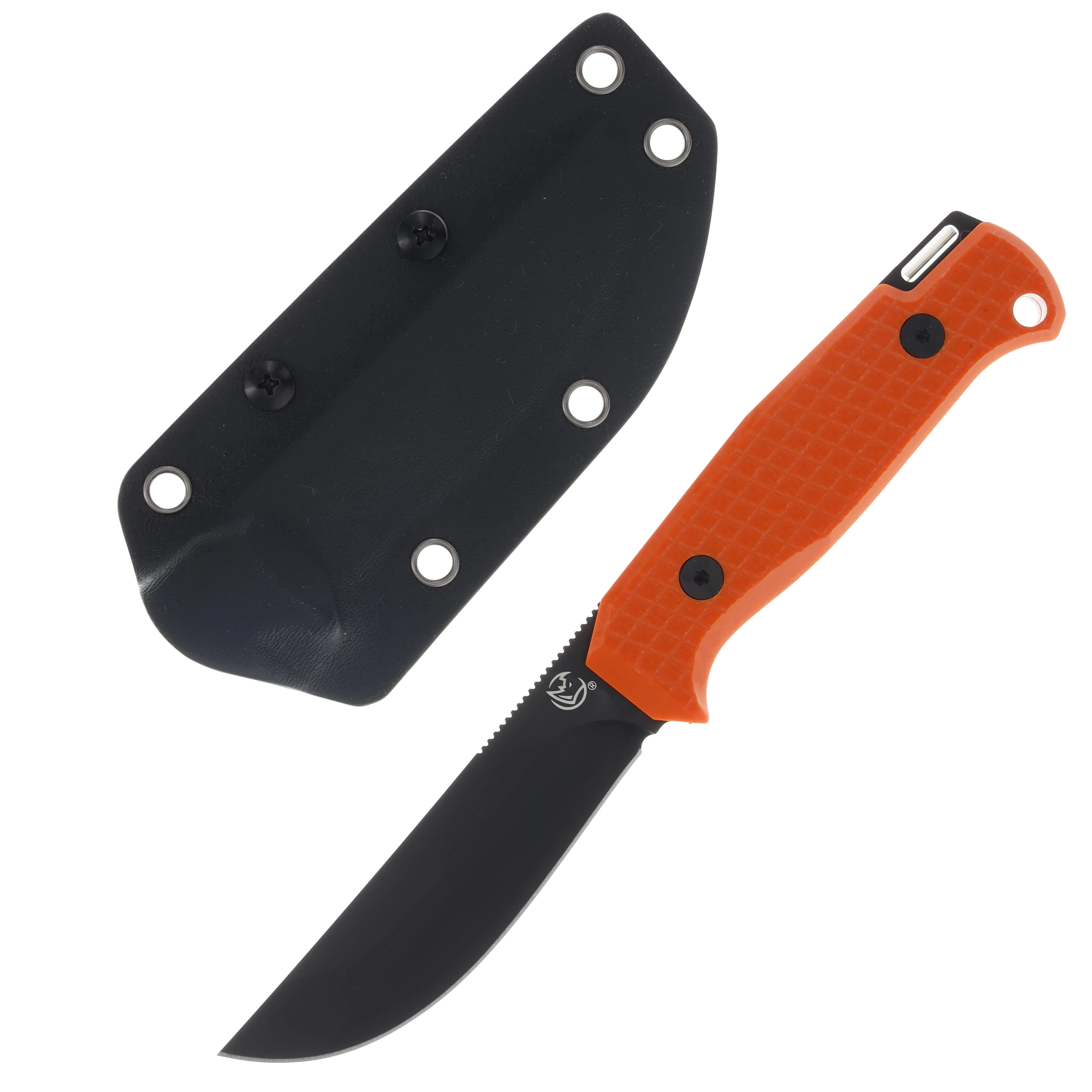 Glow Rhino Bohr Fixed Blade Knife Blaze Orange G-10 Green Tritium BOHR-BO-G10-Z-DC53-XG View 1