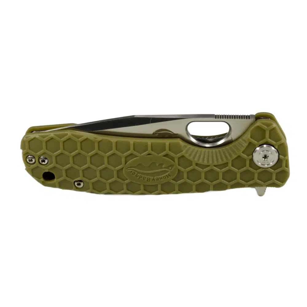 Honey Badger Medium Green FRN Folding Knife 3.19in Satin Tanto Blade HB1733 View 2