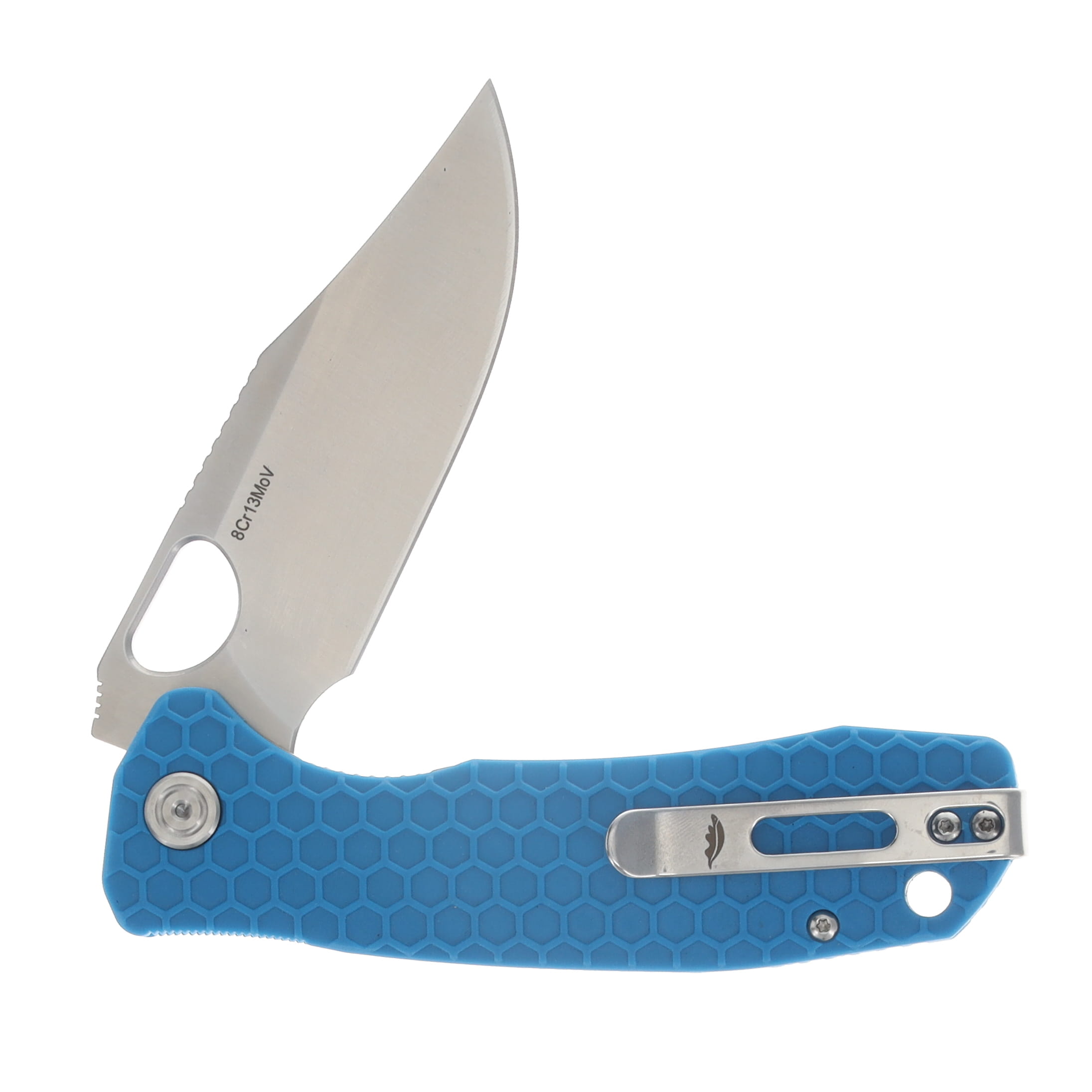 Honey Badger Large Flipper Blue 3.63 Inch Plain Satin Clip Point HB4066 View 4