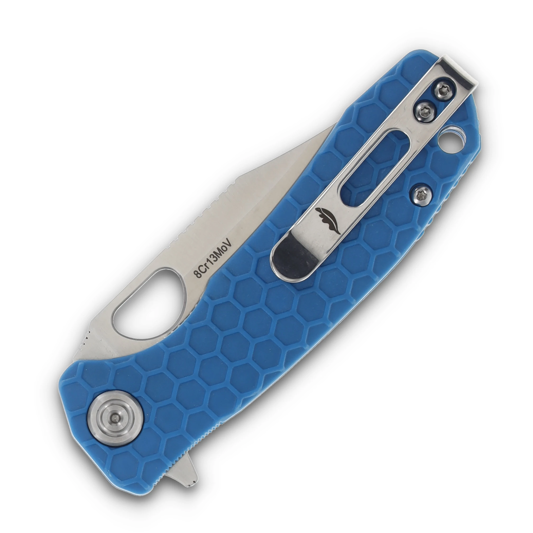 Honey Badger Small Flipper Blue 2.81 Inch Plain Satin Clip Point HB4078 View 2