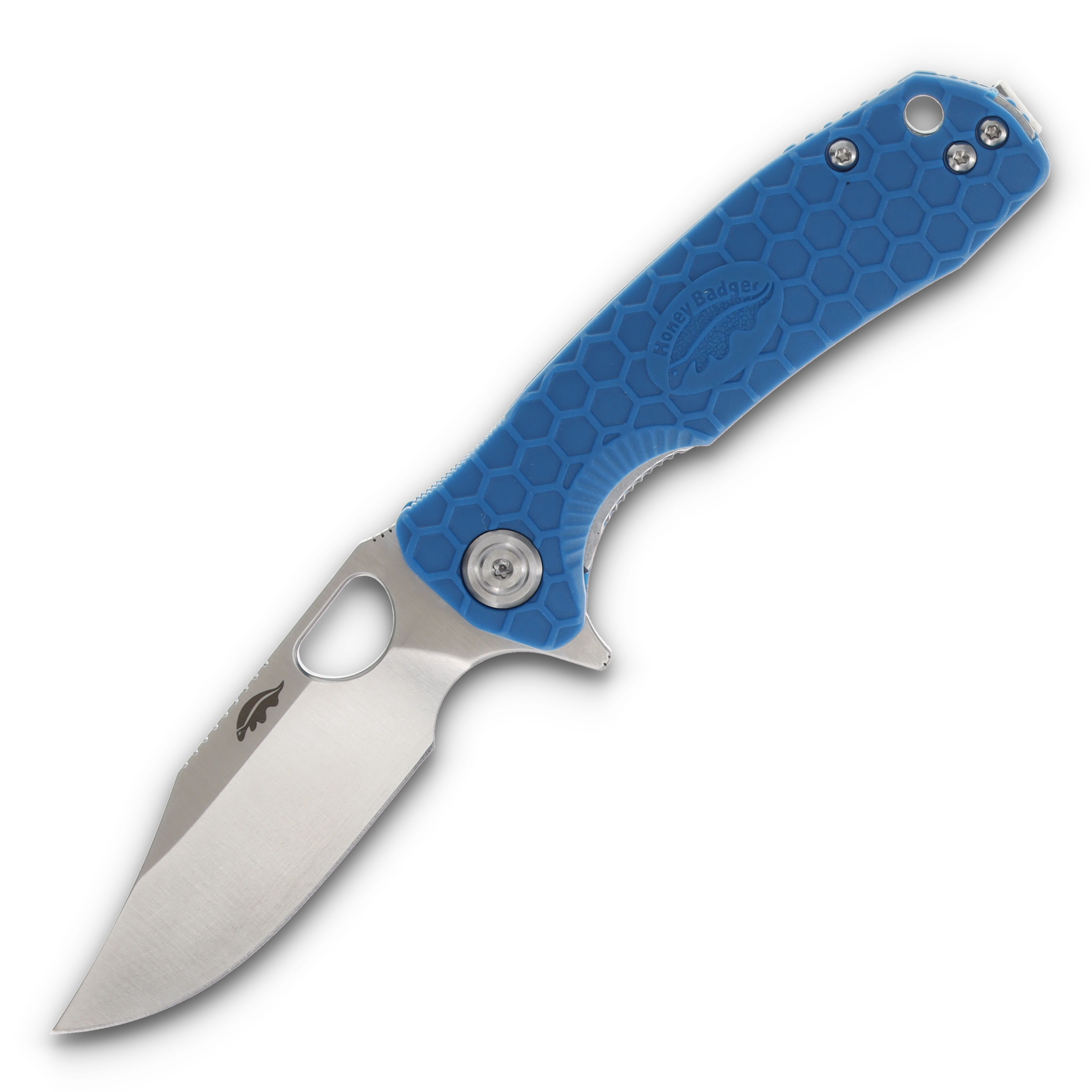 Honey Badger Small Flipper Blue 2.81 Inch Plain Satin Clip Point HB4078 View 1