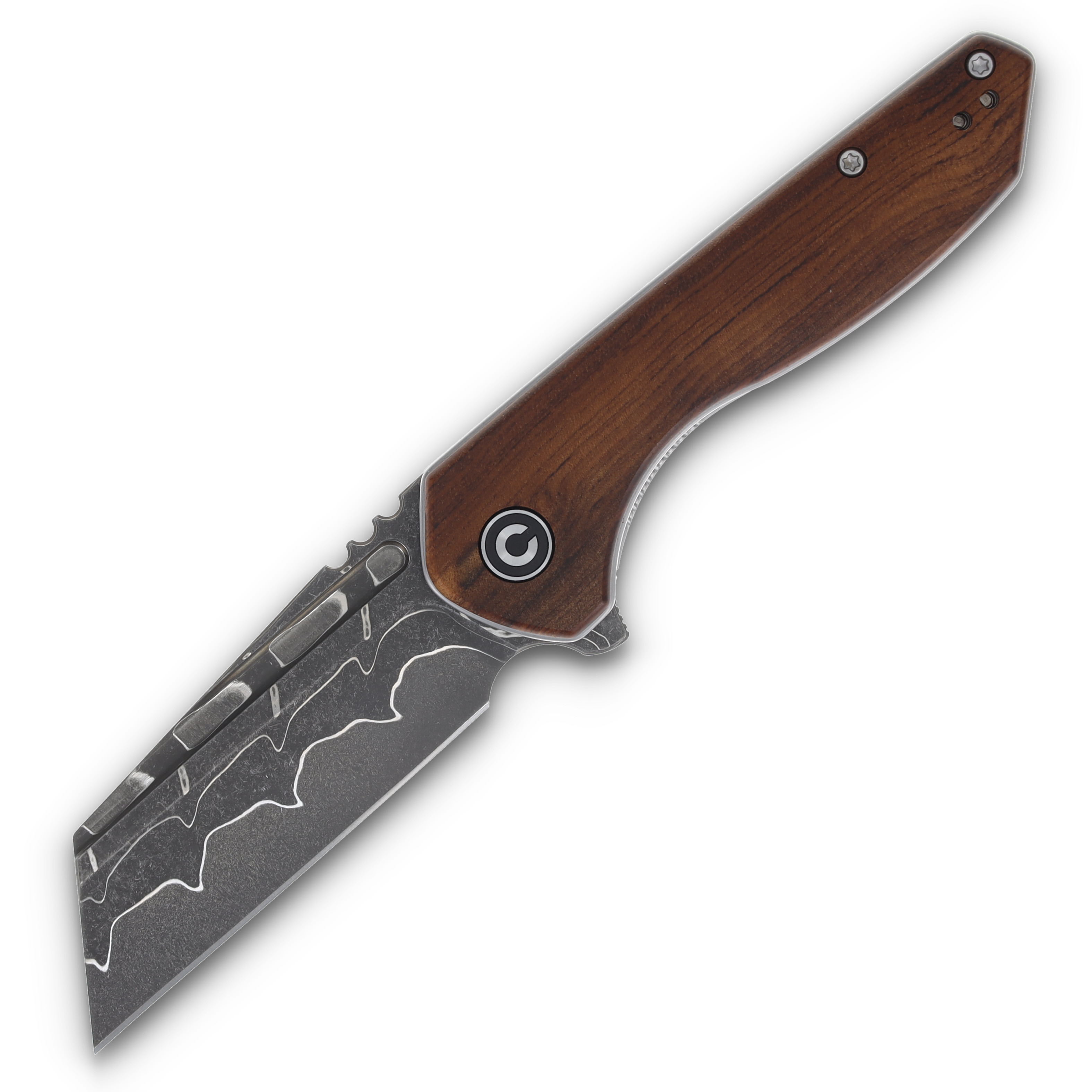 CIVIVI ExOne Folding Knife Wood 2.94 Inch Plain Damascus Reverse Tanto C23036-DS1 View 1