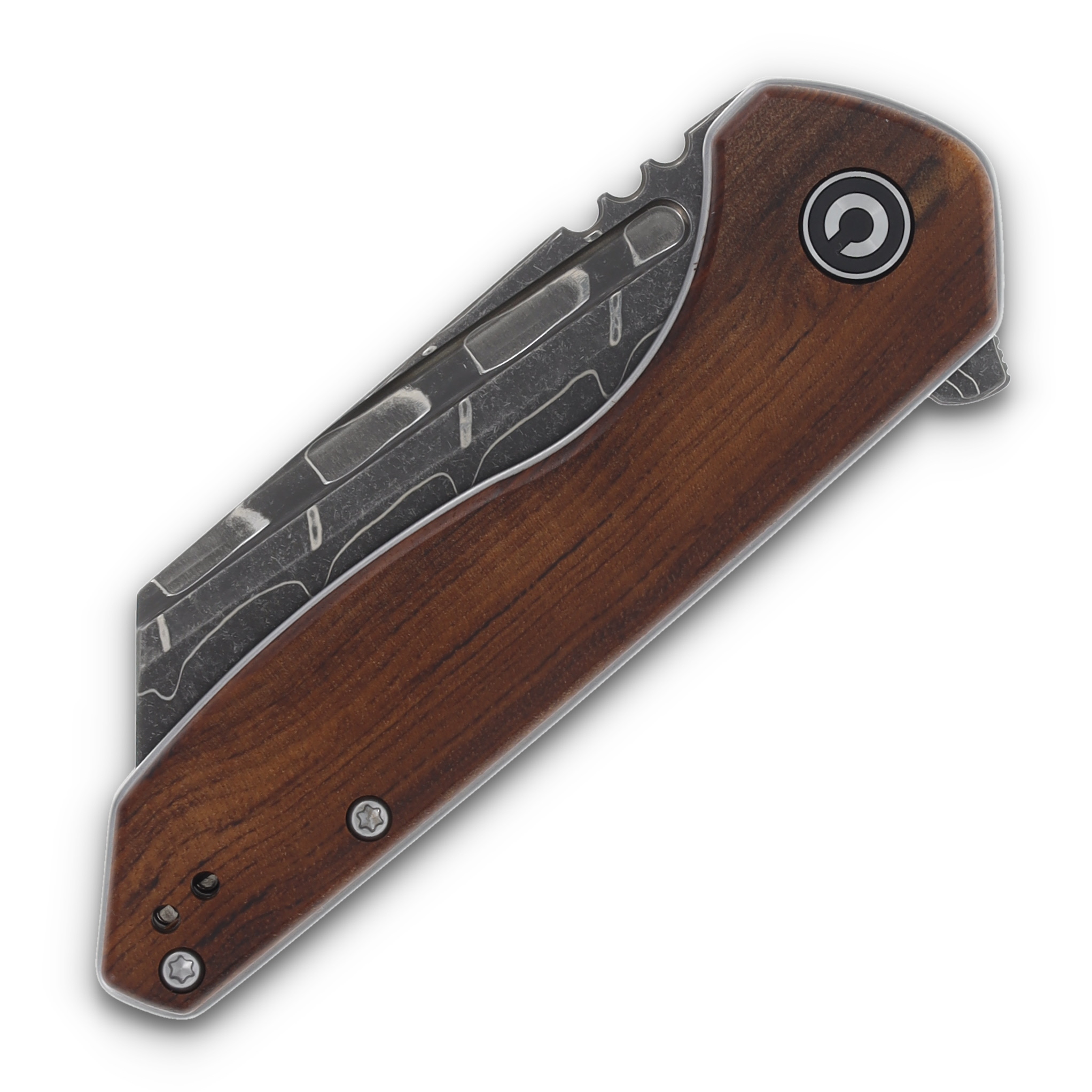CIVIVI ExOne Folding Knife Wood 2.94 Inch Plain Damascus Reverse Tanto C23036-DS1 View 3