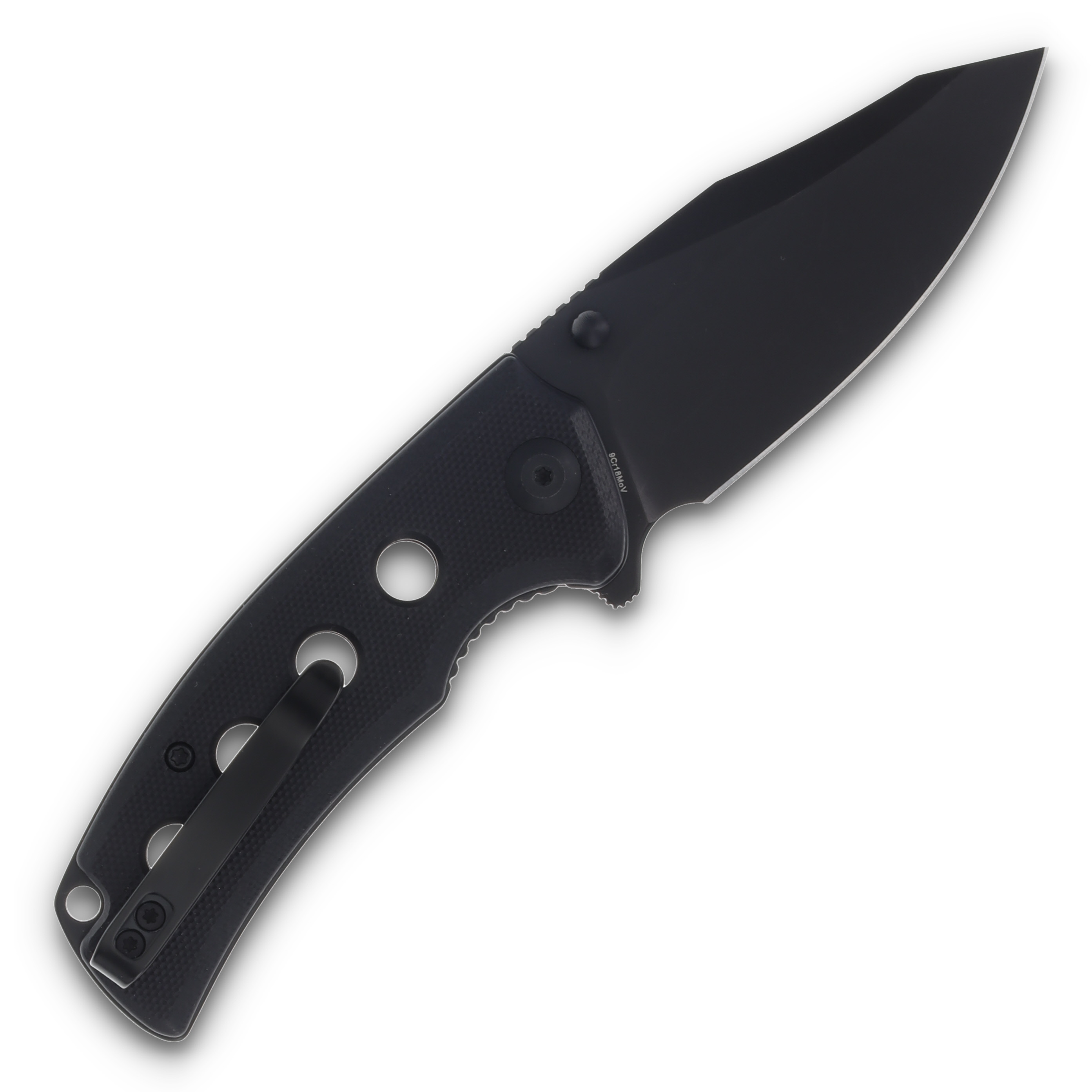 SENCUT Excalis Folding Knife 2.97 Inch Plain Black Reverse Tanto S23068-1 View 2