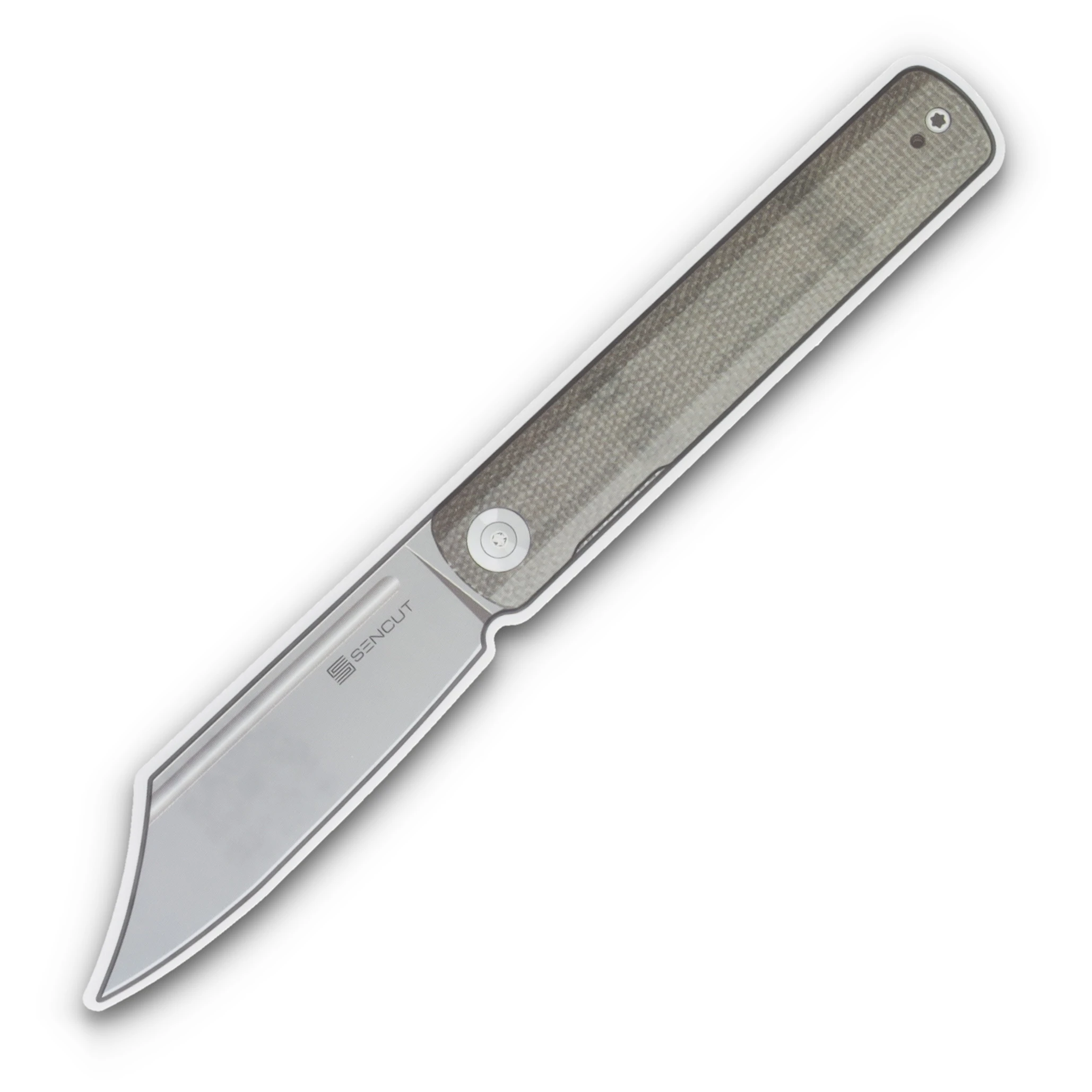 SENCUT Excalis Folding Knife White 2.97in Plain Satin Reverse Tanto S23068-2 View 7