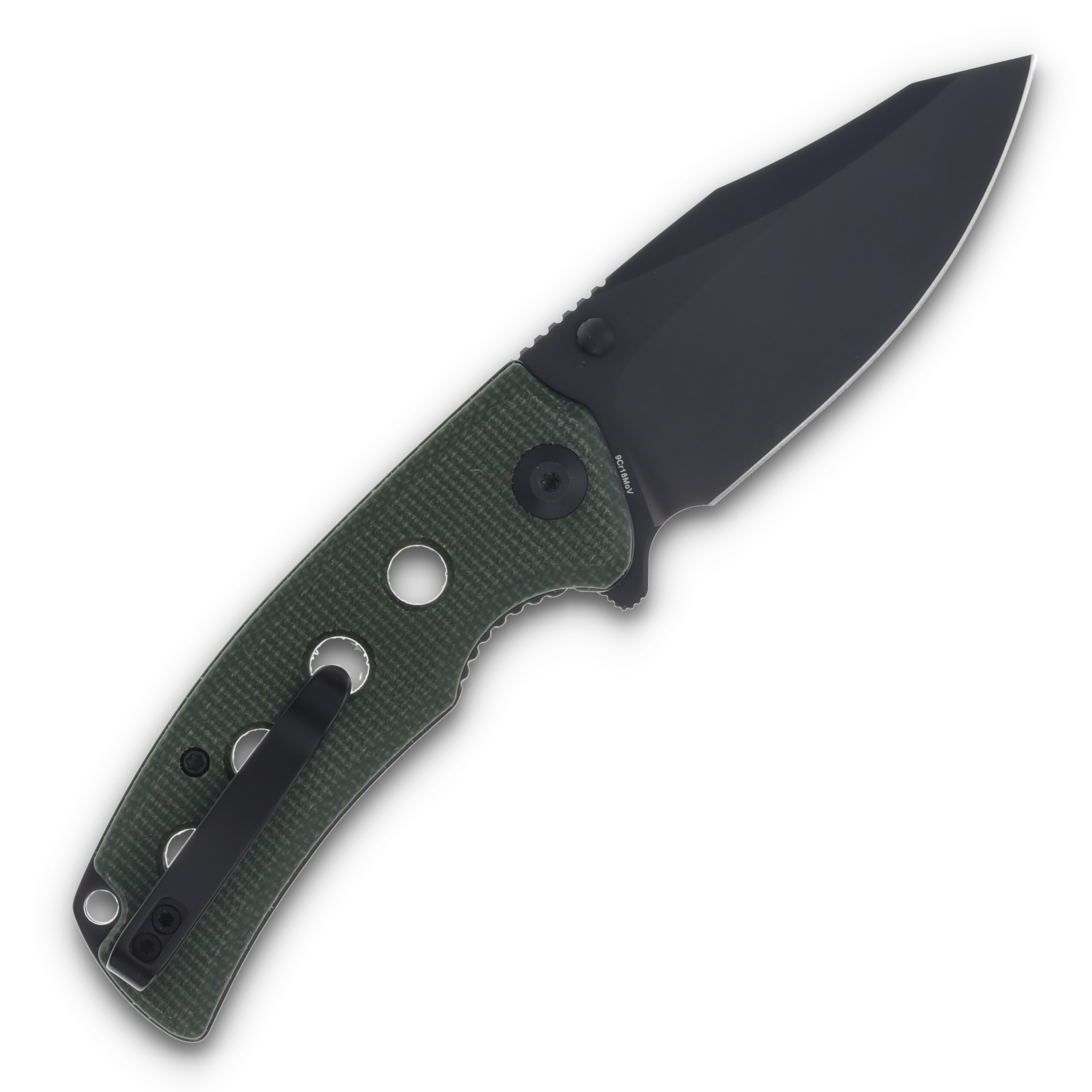 SENCUT Excalis Folding Knife Green 2.97 Inch Plain Black Reverse Tanto S23068-3 View 2