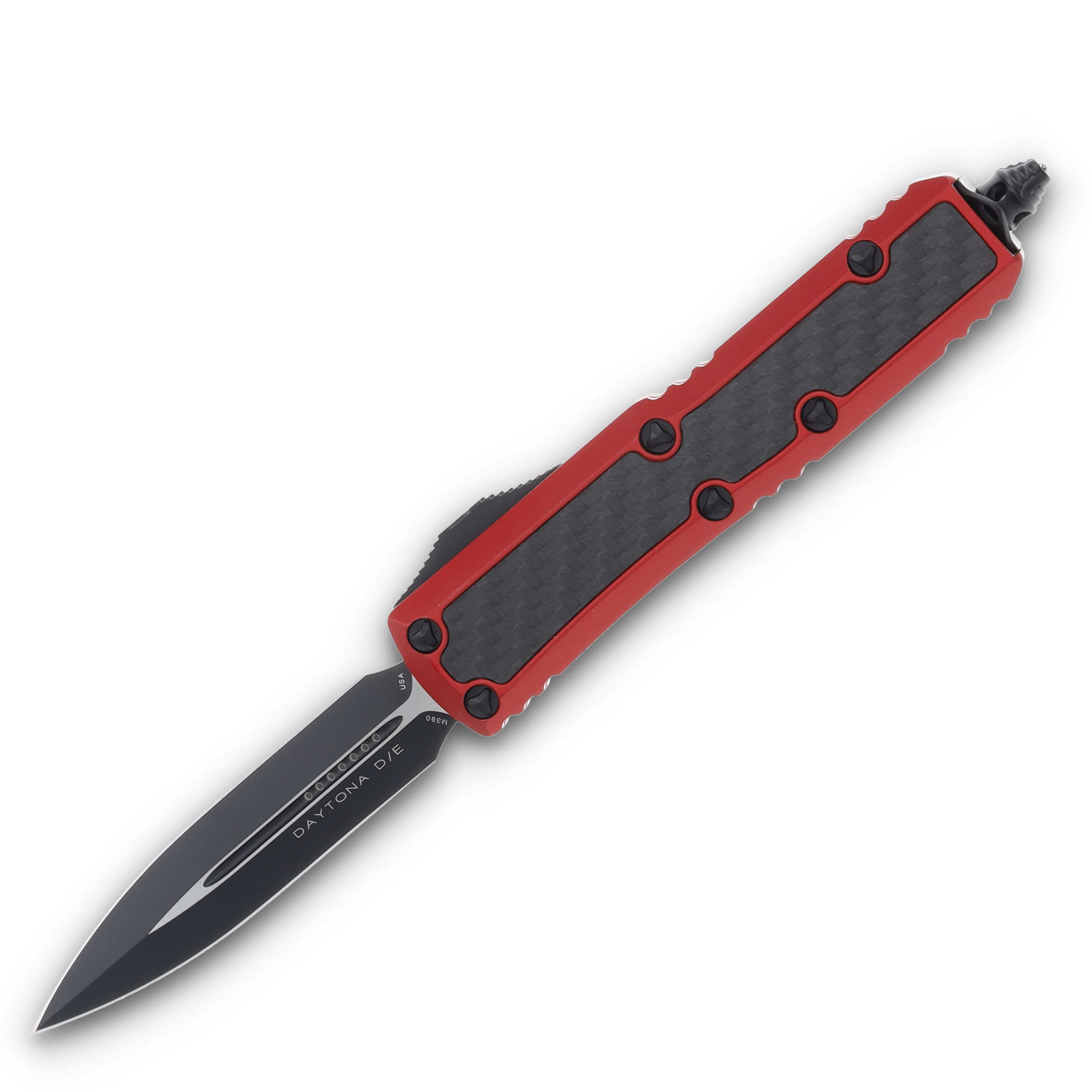 Microtech Daytona Dagger Black and Red Aluminum with Carbon Fiber Inlay AUMT1261RDCFIS View 1