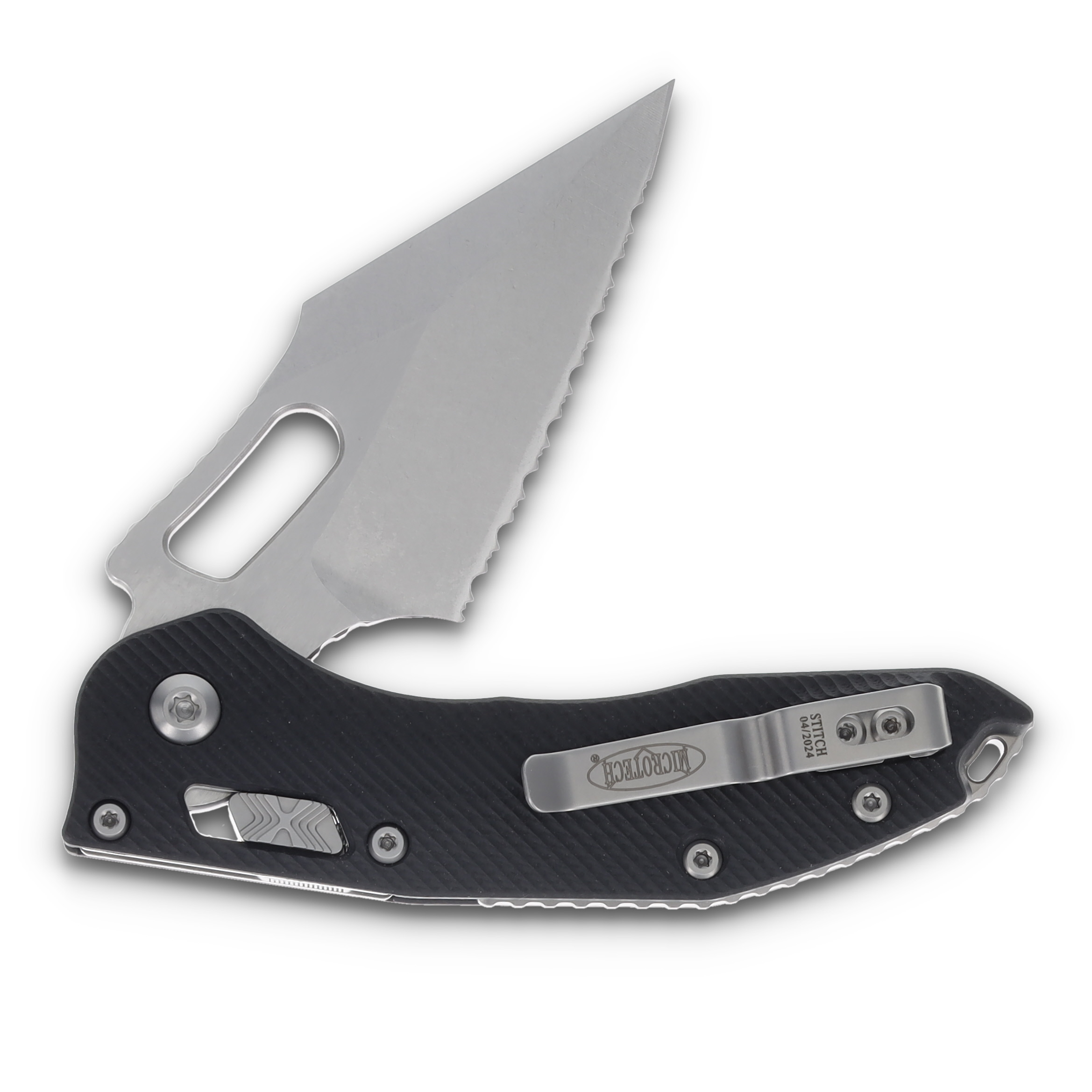 Microtech Stitch Ram-Lok S/E Full Serrated Black Fluted G10 MT169RL12FLGTBK View 4