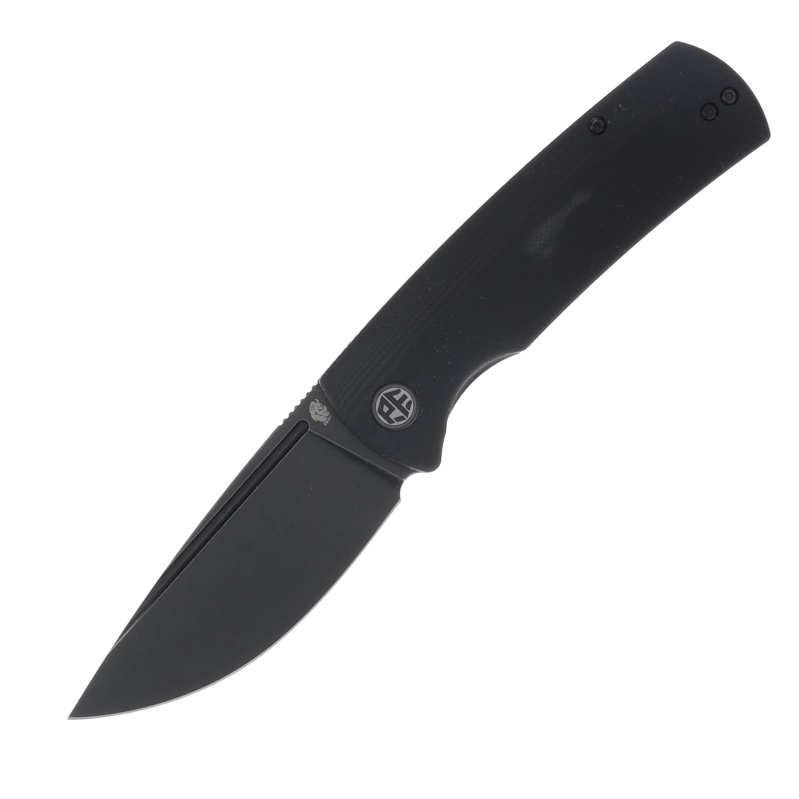 Petrified Fish Beluga Linerlock Flipper Black Stonewashed K110 (D2) Drop Point Blade Black G10 Handle PFP01DW View 1