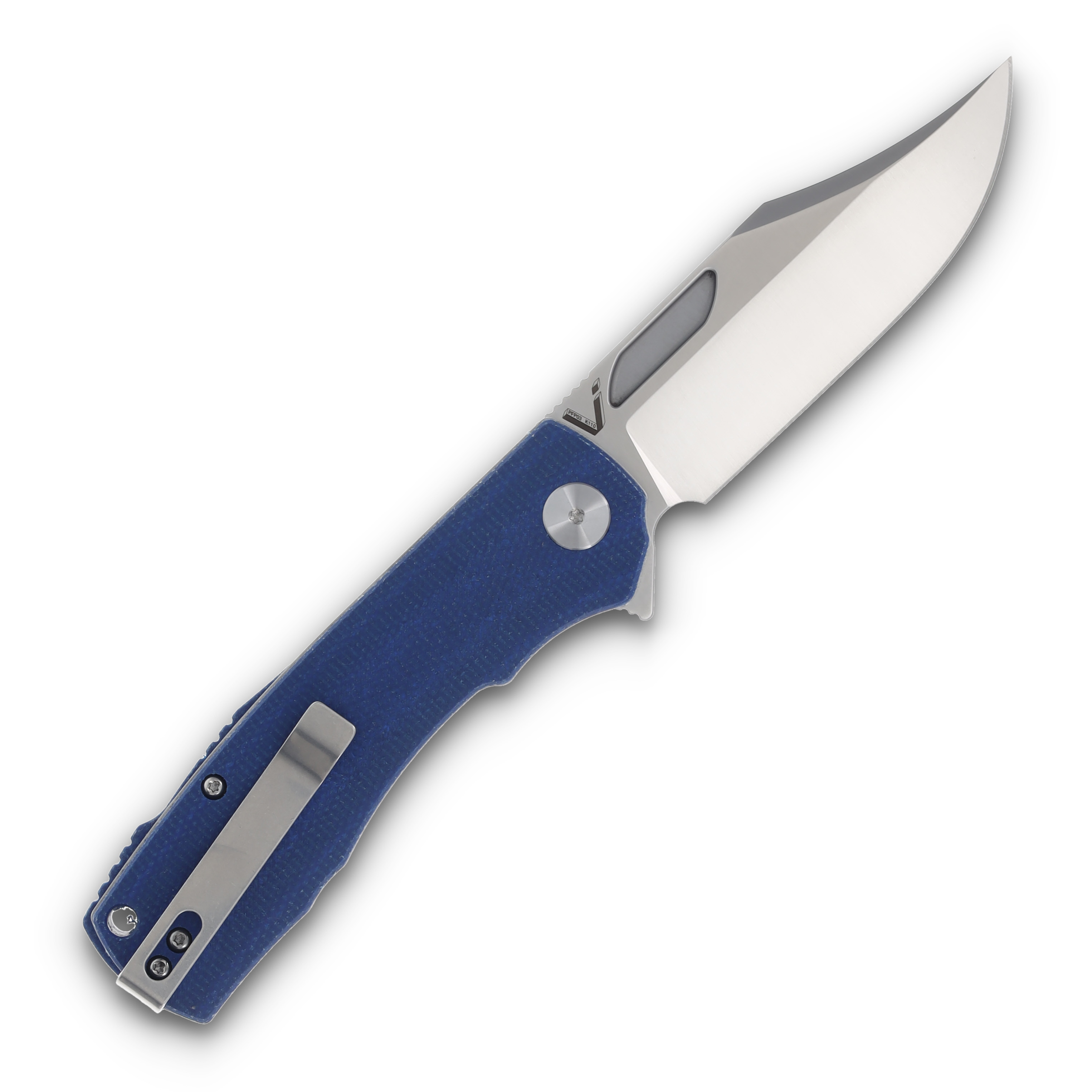 Petrified Fish Victor Blue Folding Knife 3.6in Satin Clip Point Blade PFP03BMP View 2