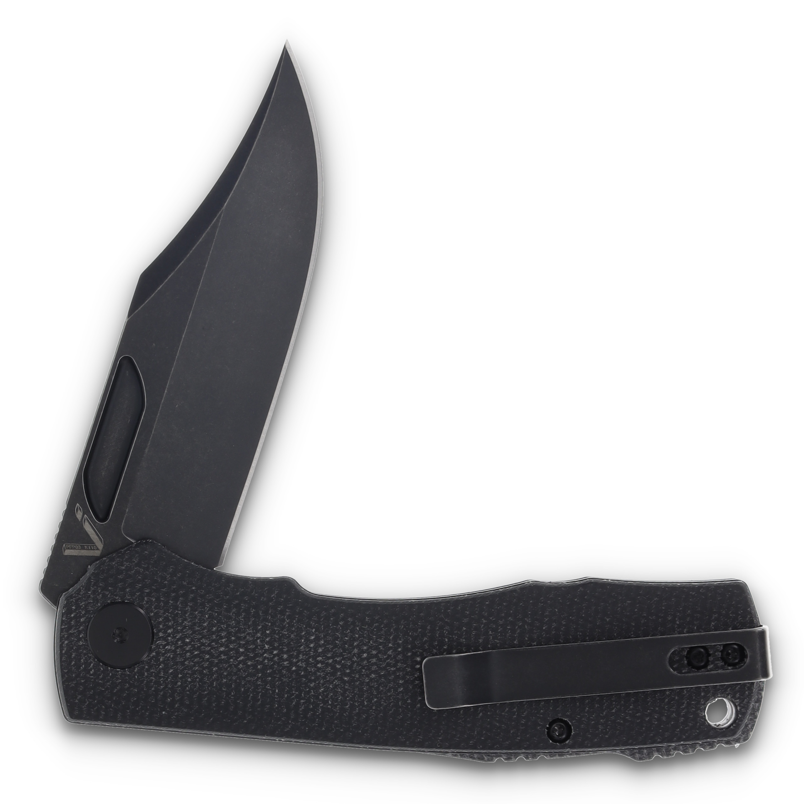 Petrified Fish Victor Black Micarta 3.6in Black Stonewash Clip Point PFP03DMW View 4