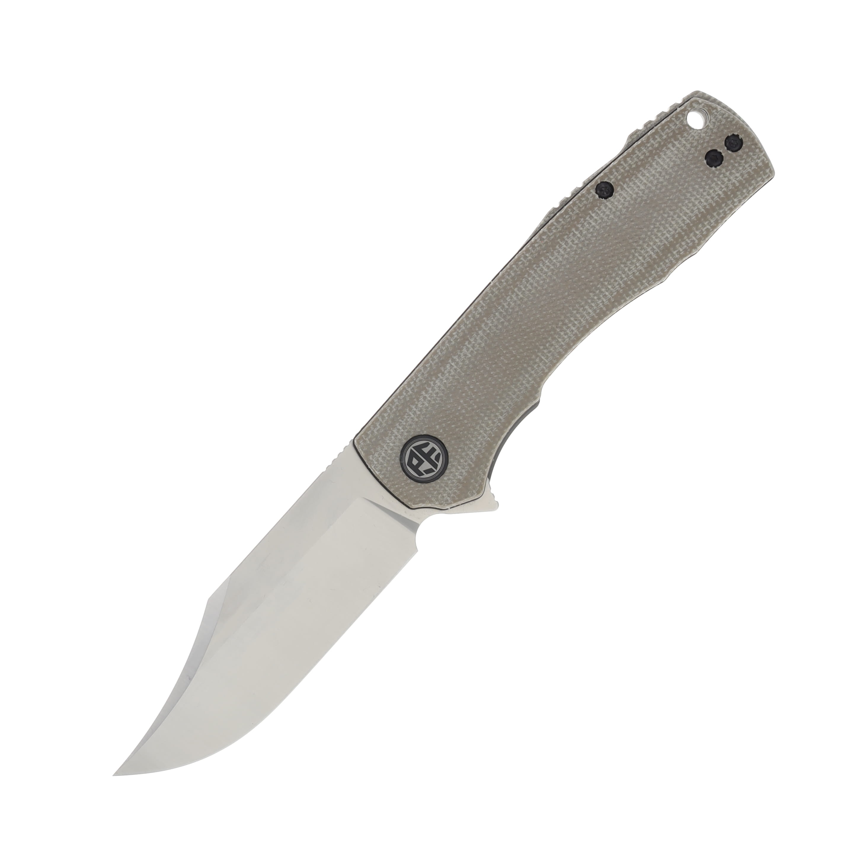 Petrified Fish Victor Khaki Folding Knife 3.6in Satin Clip Point Blade PFP03KMS View 1