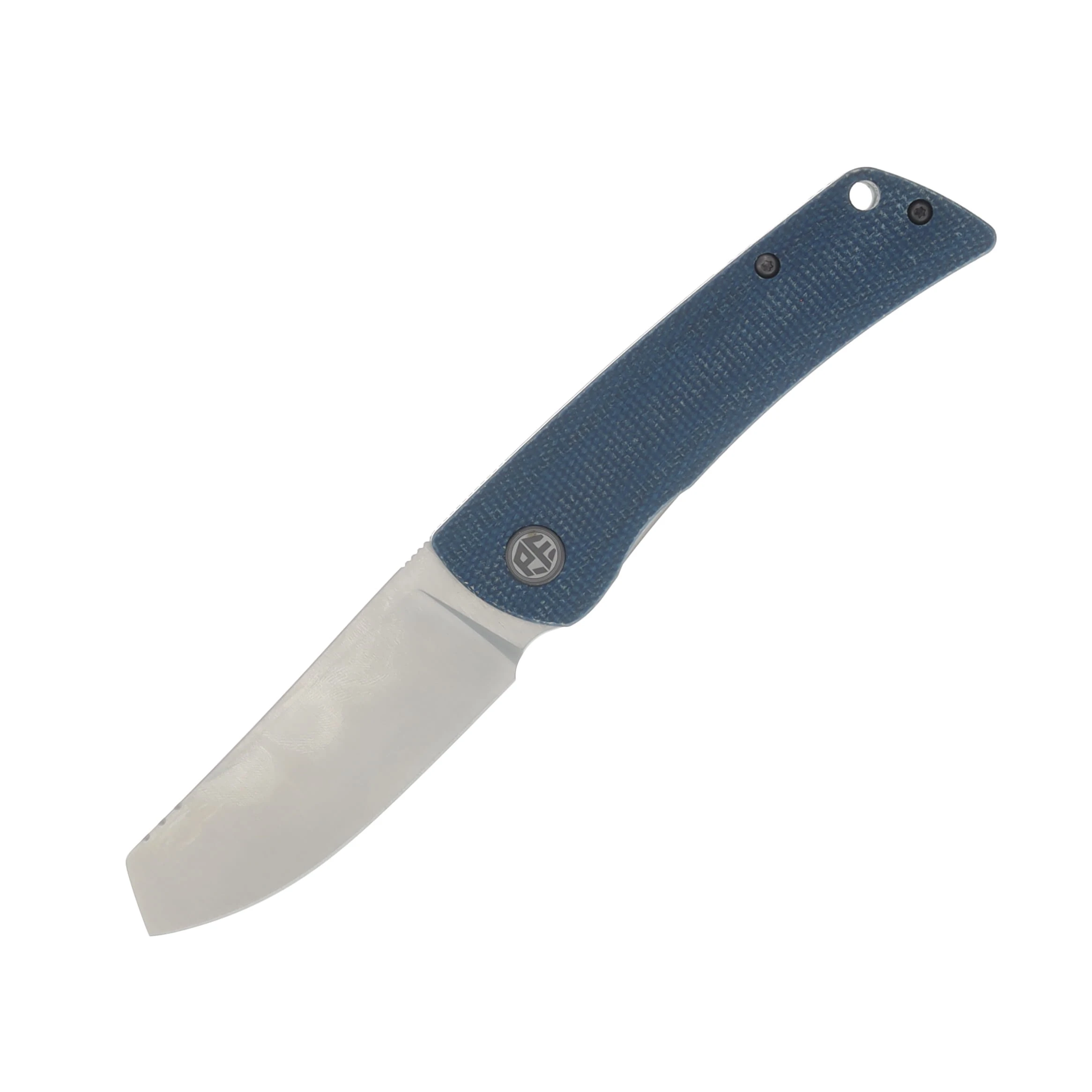 Petrified Fish Flavorist Blue Folding Knife 3.15in Satin Cleaver Blade PFE05BMP View 1