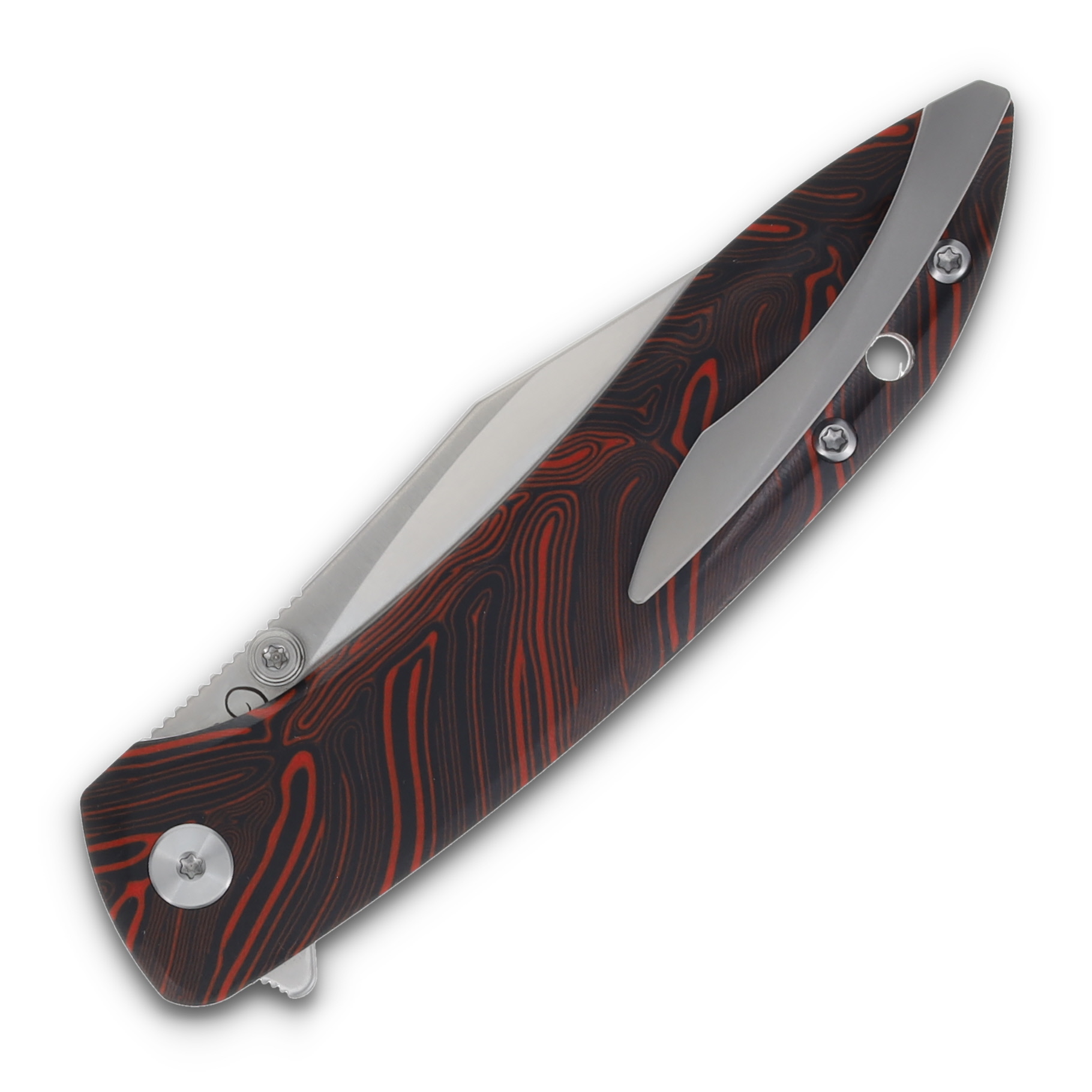 Petrified Fish Grow Folding Knife Red Gmascus 3.62in Clip Point PFE08RDMS View 6