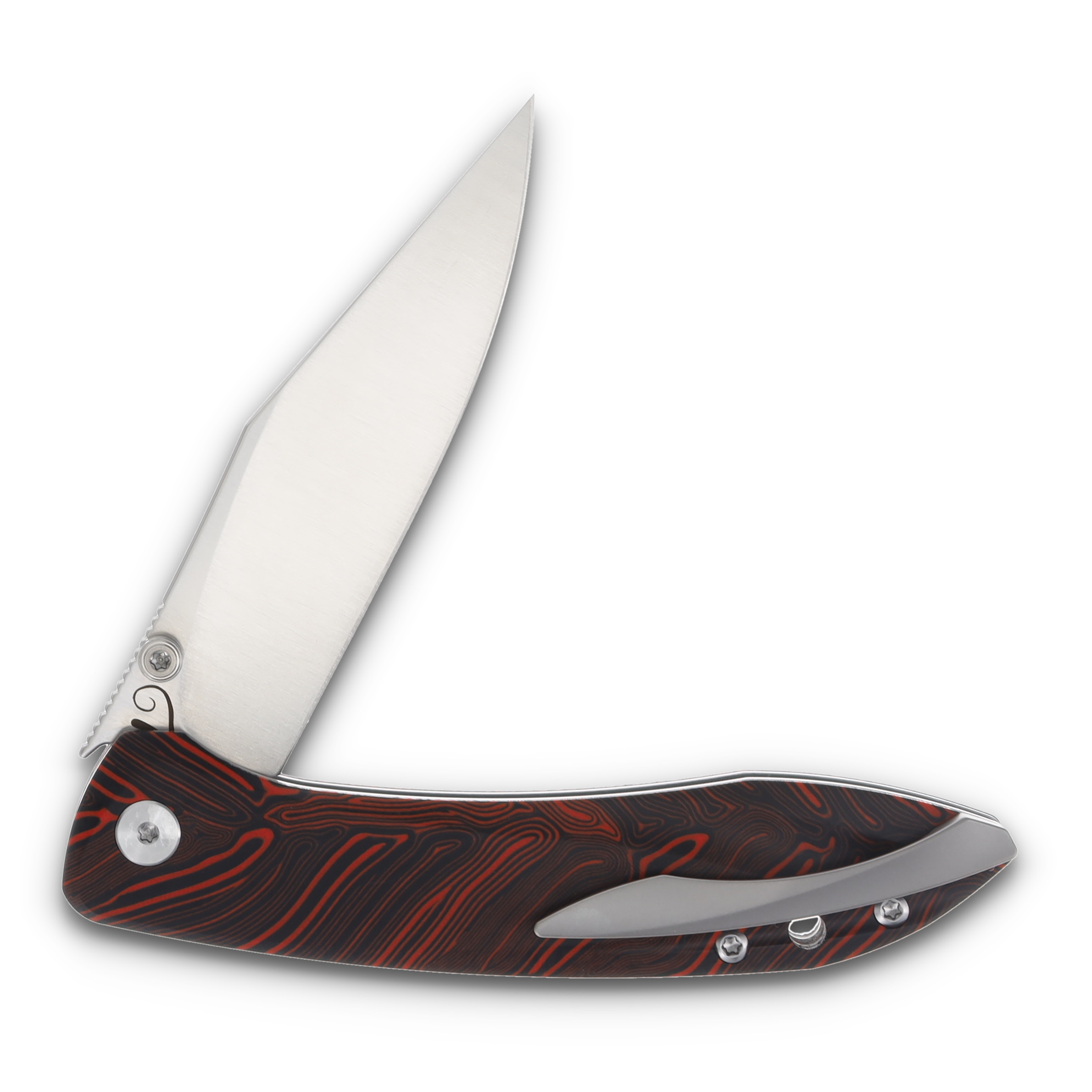 Petrified Fish Grow Folding Knife Red Gmascus 3.62in Clip Point PFE08RDMS View 4