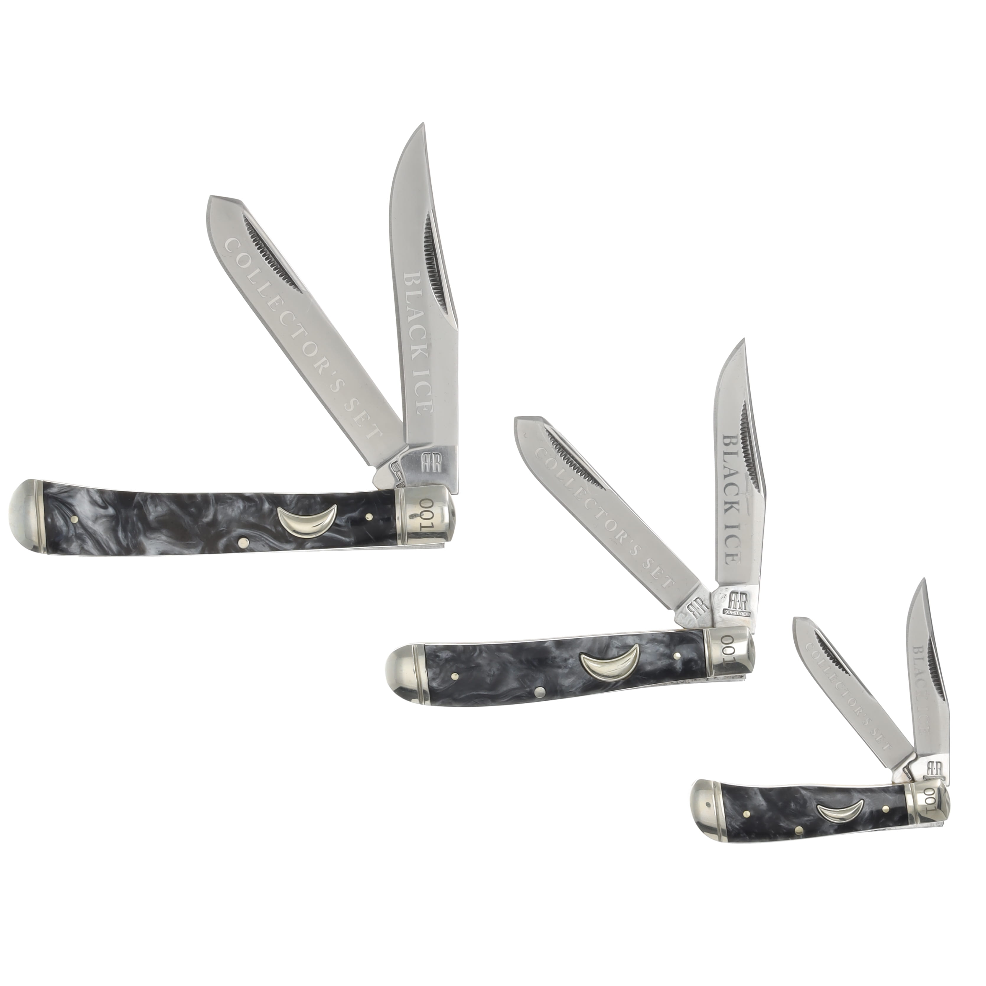 Rough Rider Black Ice Swirled Synthetic Trapper Pocket Knife Set RR2691 View 1