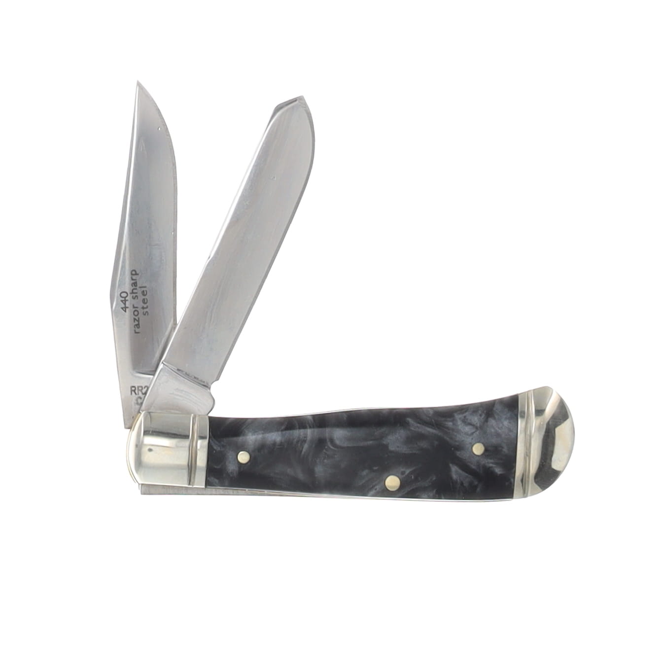 Rough Rider Black Ice Swirled Synthetic Trapper Pocket Knife Set RR2691 View 16