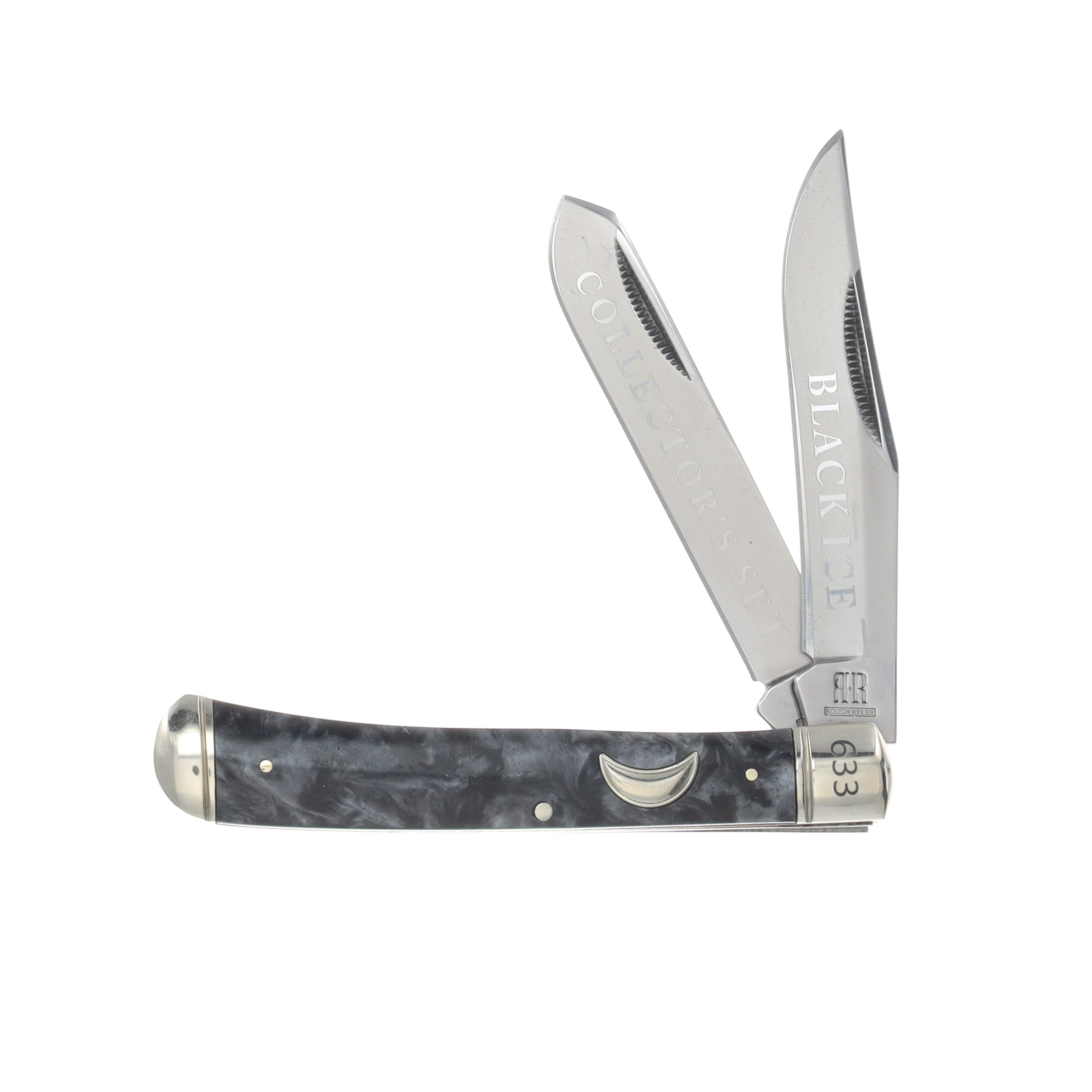 Rough Rider Black Ice Swirled Synthetic Trapper Pocket Knife Set RR2691 View 7