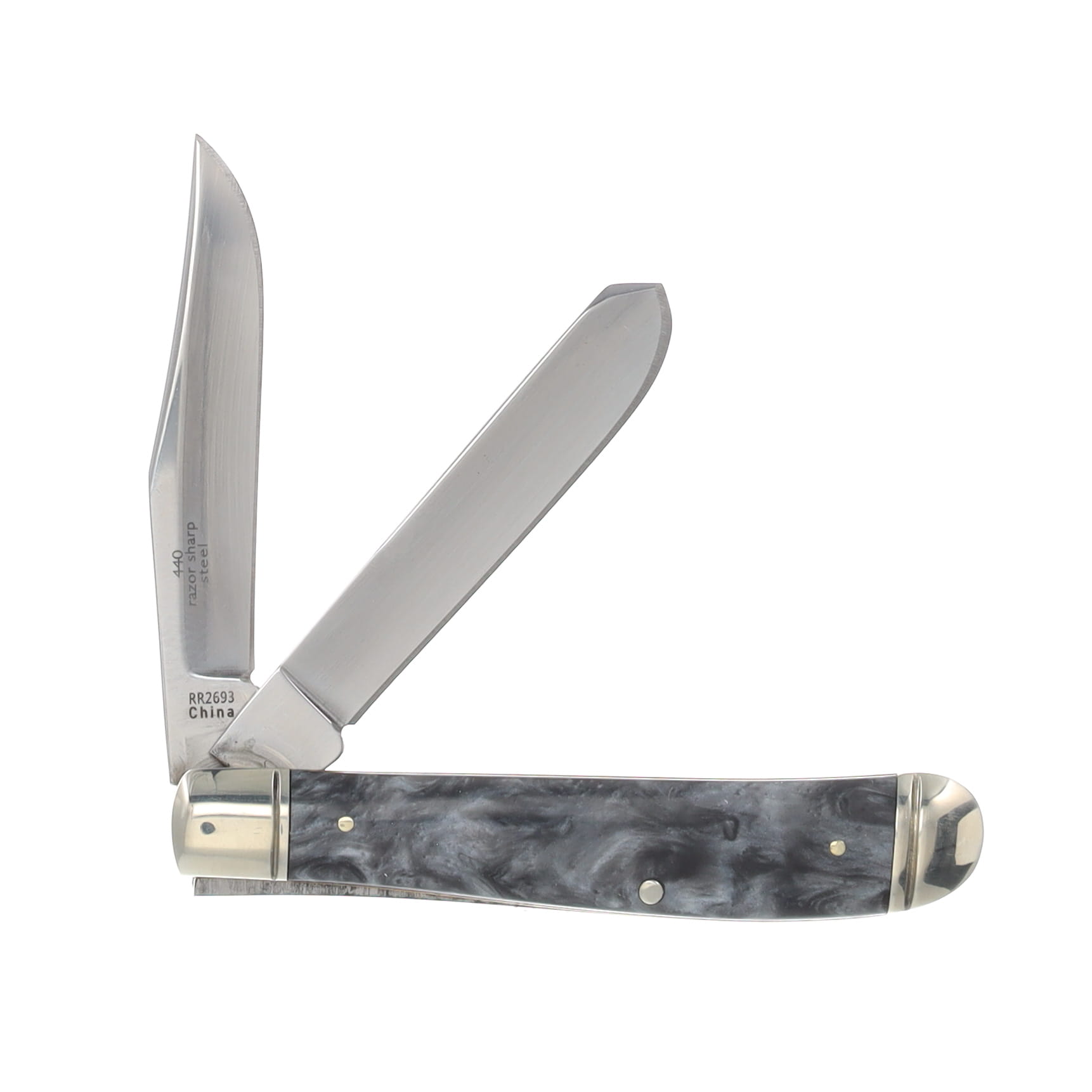 Rough Rider Black Ice Swirled Synthetic Mini Trapper Pocket Knife RR2693 View 2