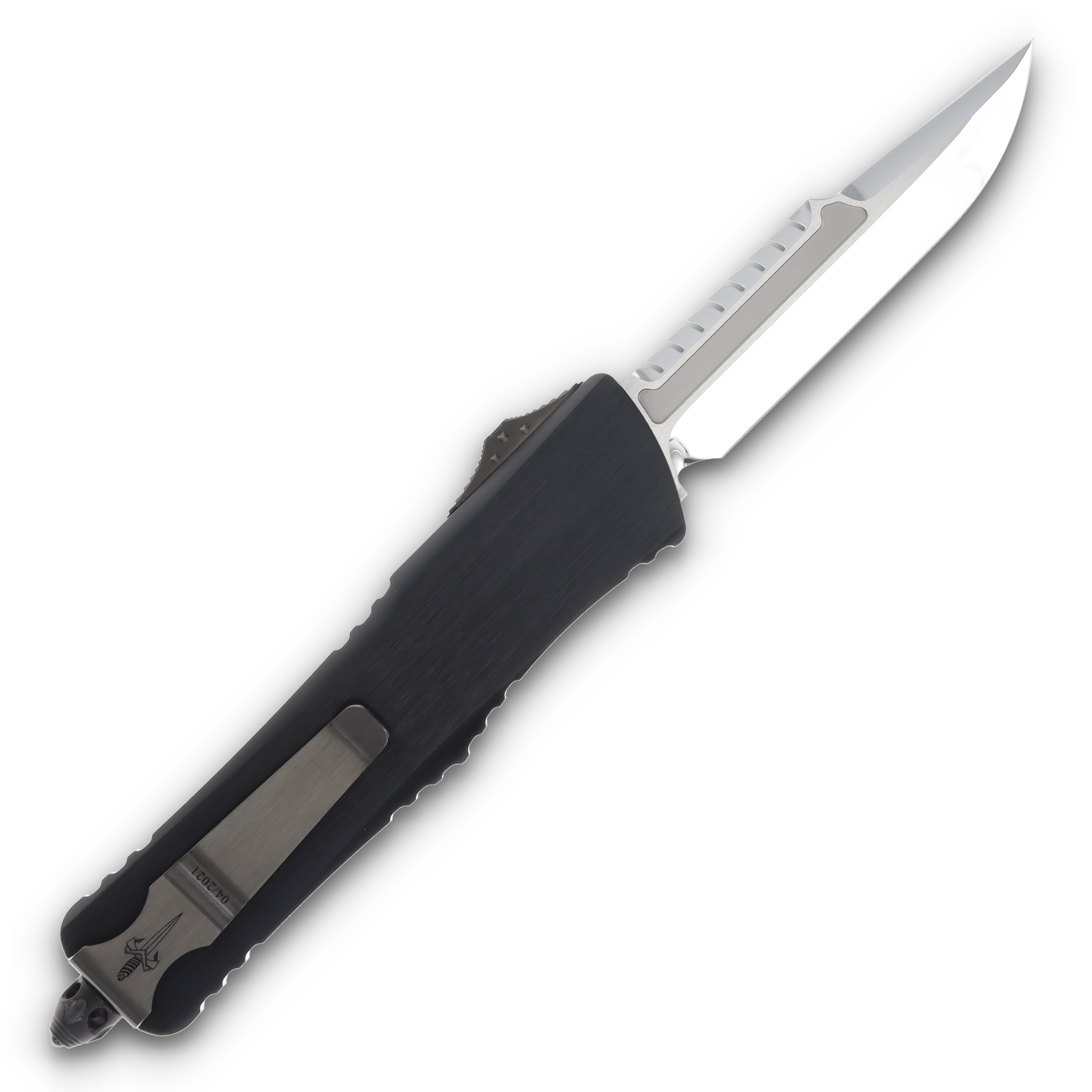 Microtech Combat Troodon -Interceptor Mirror Polish Hefted Black Alloy w/ Dagger Relief & DLC Hardware AUMT142INMPMCK View 2