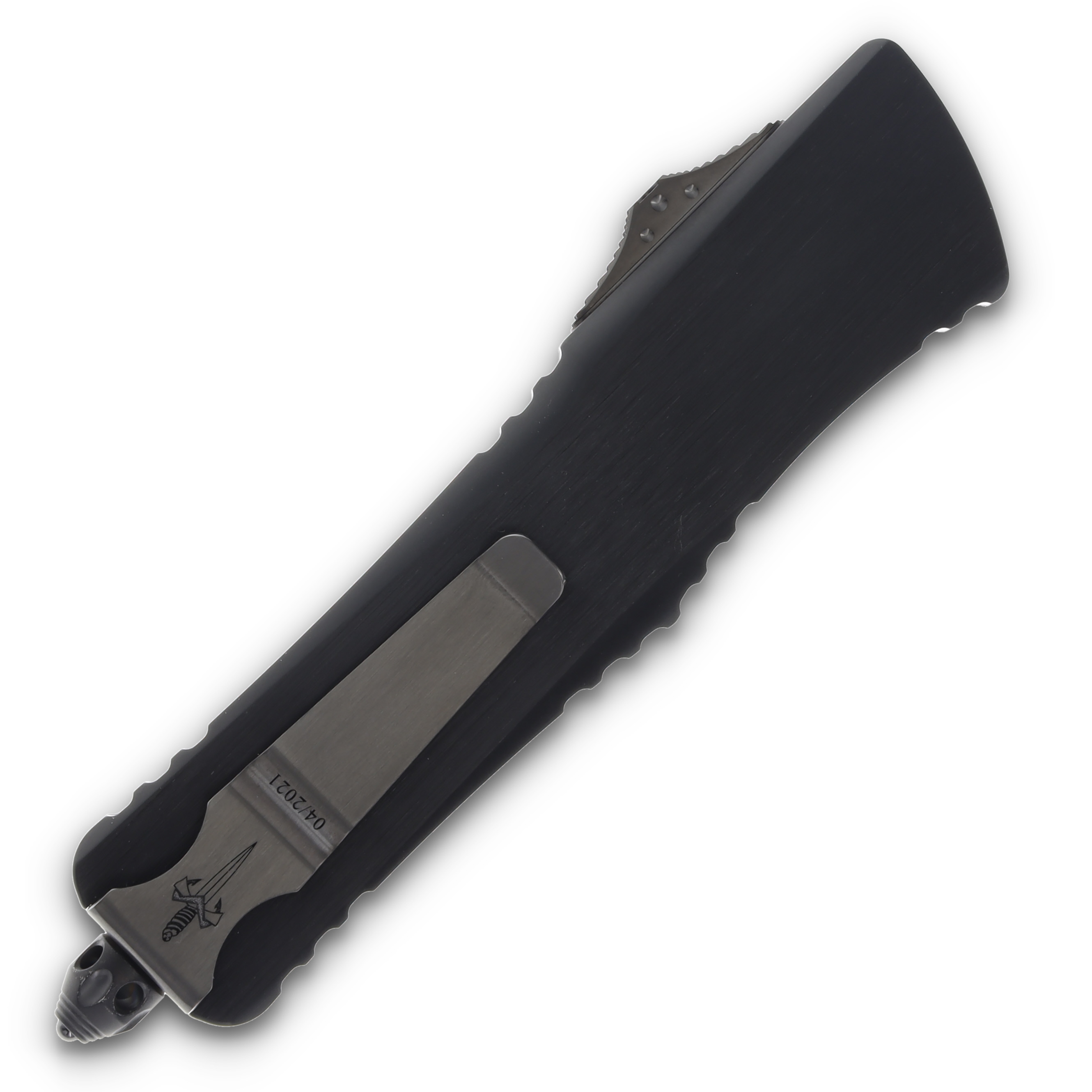 Microtech Combat Troodon -Interceptor Mirror Polish Hefted Black Alloy w/ Dagger Relief & DLC Hardware AUMT142INMPMCK View 4