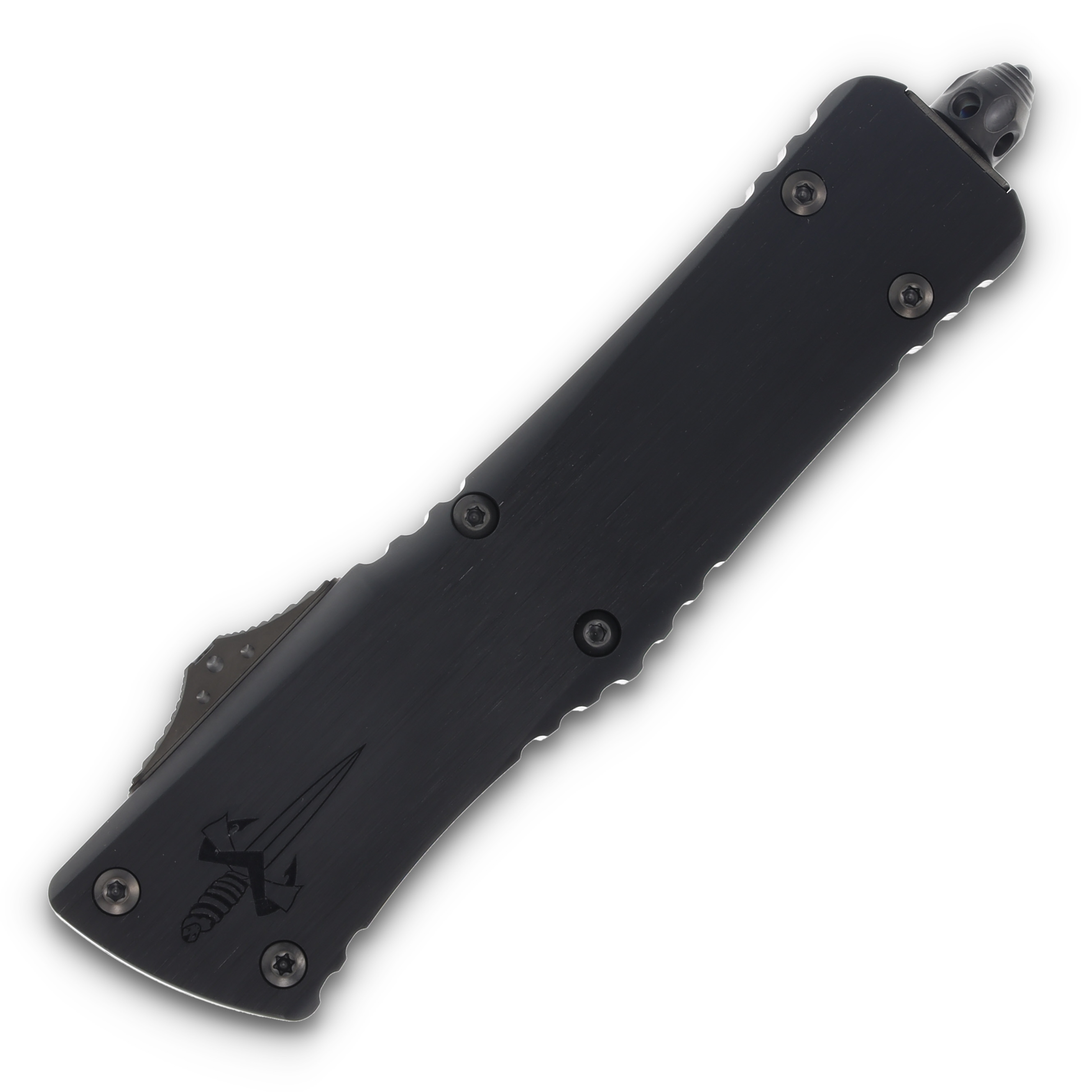 Microtech Combat Troodon -Interceptor Mirror Polish Hefted Black Alloy w/ Dagger Relief & DLC Hardware AUMT142INMPMCK View 3
